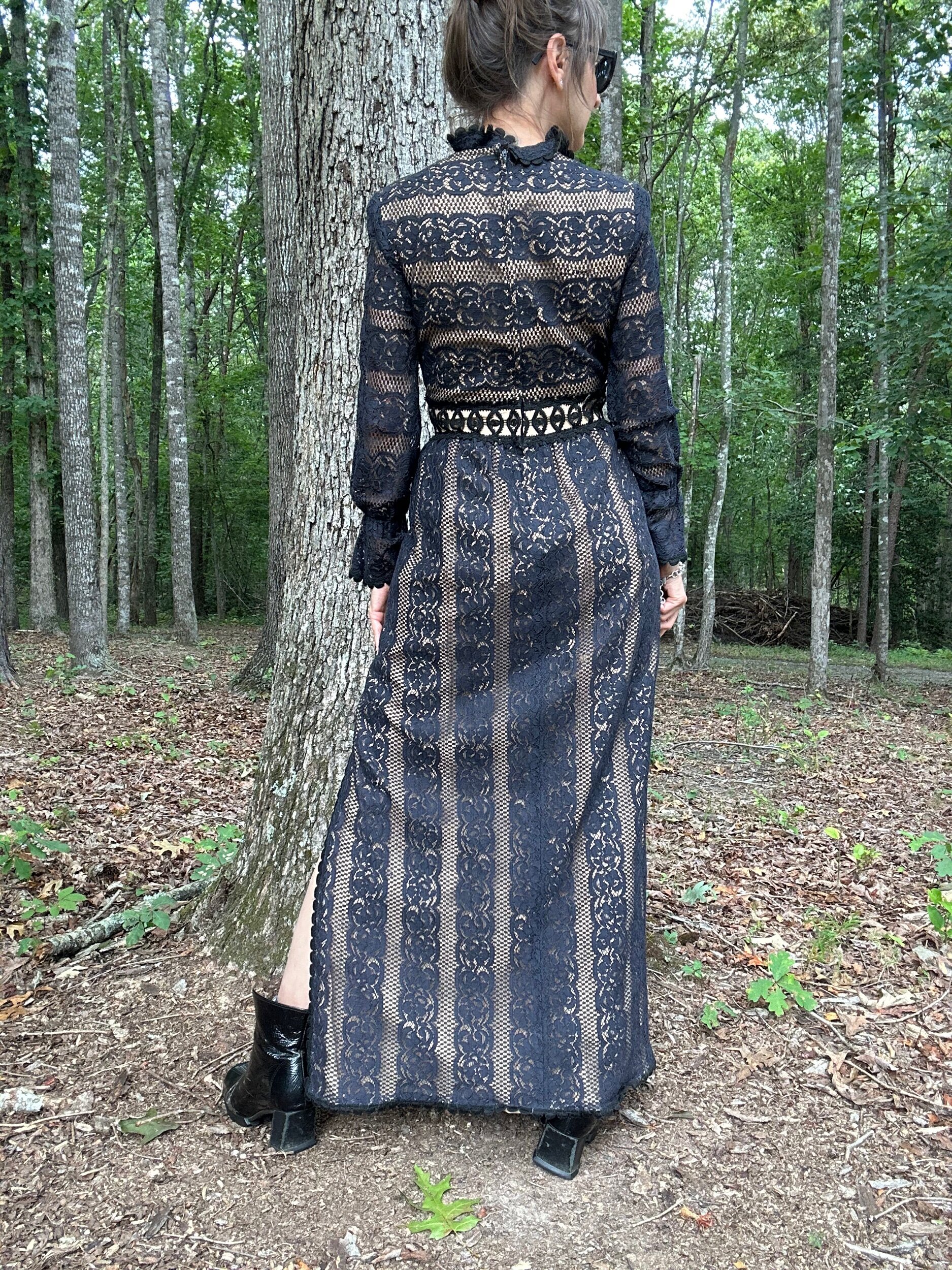 1960s Futura Couture Nude Illusion Lace Dress