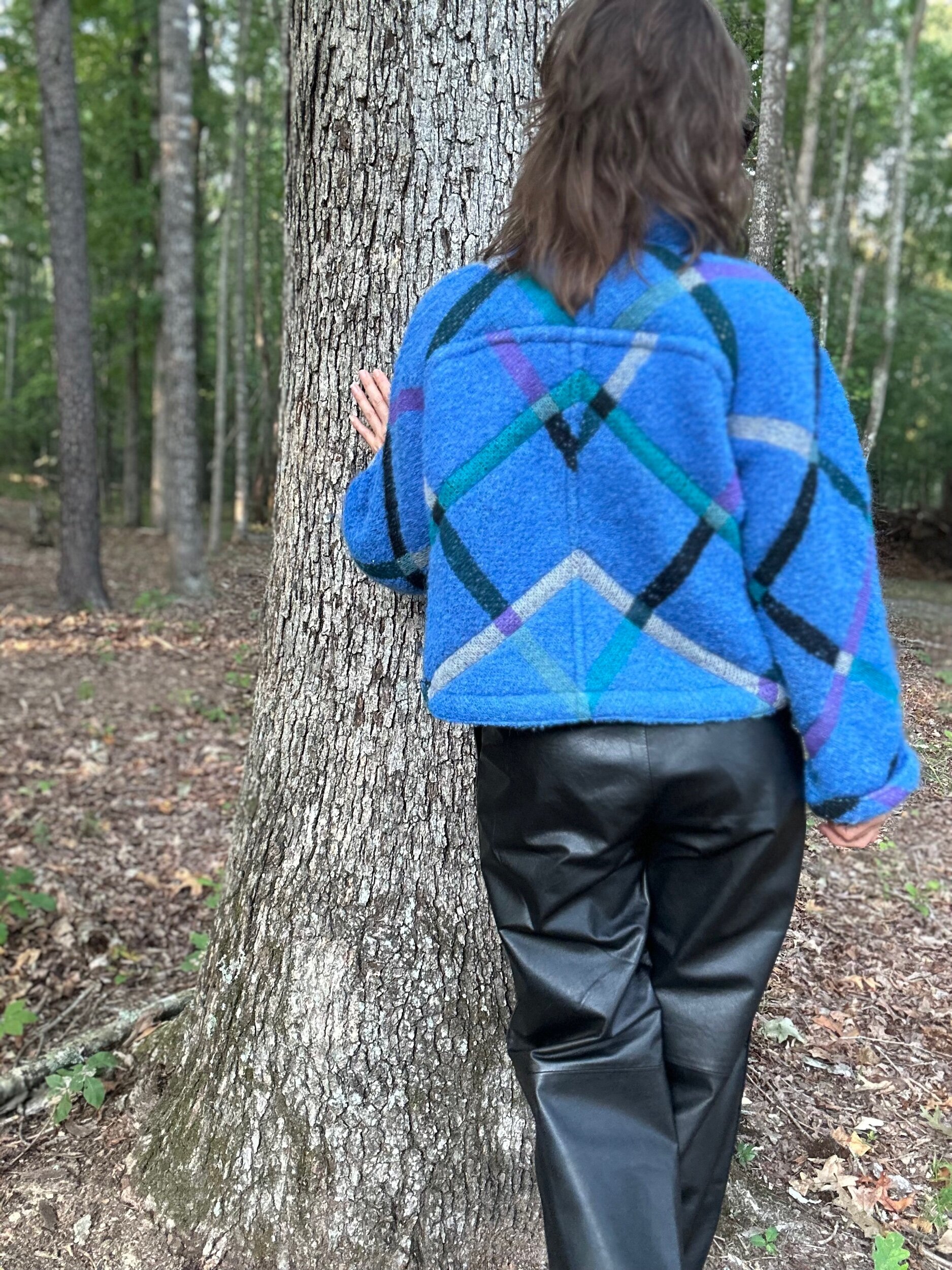 1980s Wool Plaid Coat with Quilted Lining