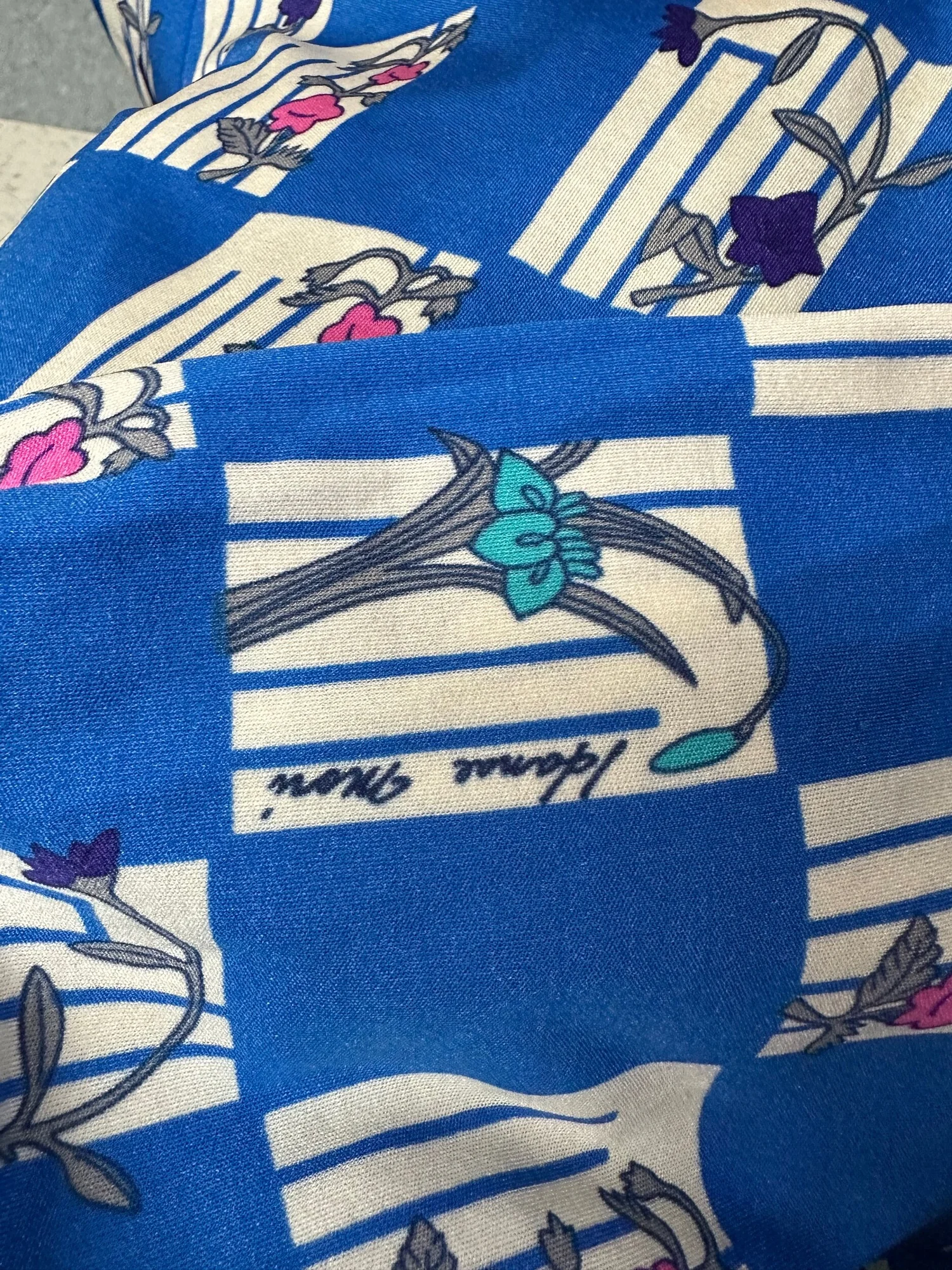 1970s Hanae Mori Ban-Lon For Vivid Blue Belted Maxi Dress — Noble