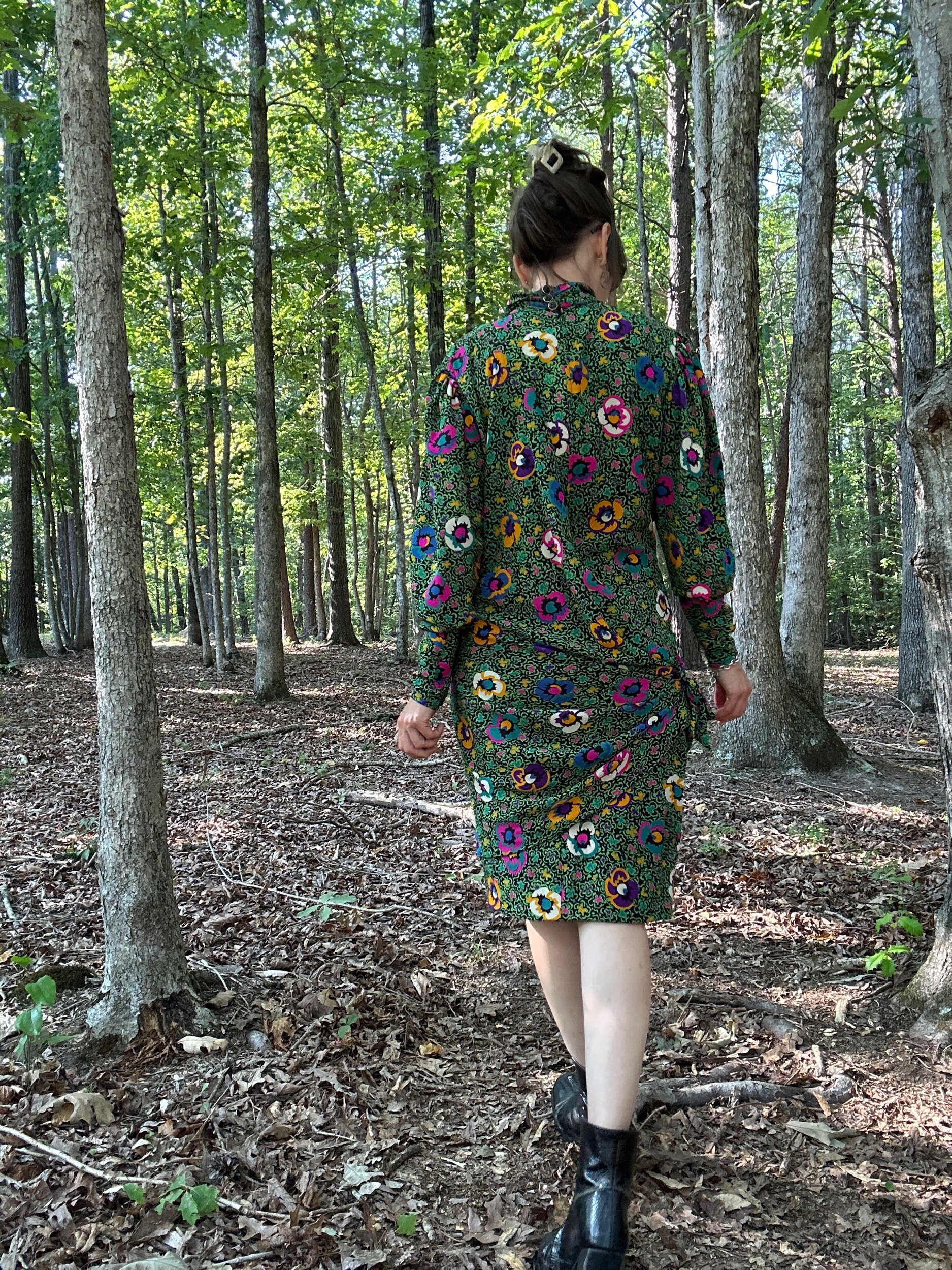 1980s Ungaro Parallele Silk Floral Dress