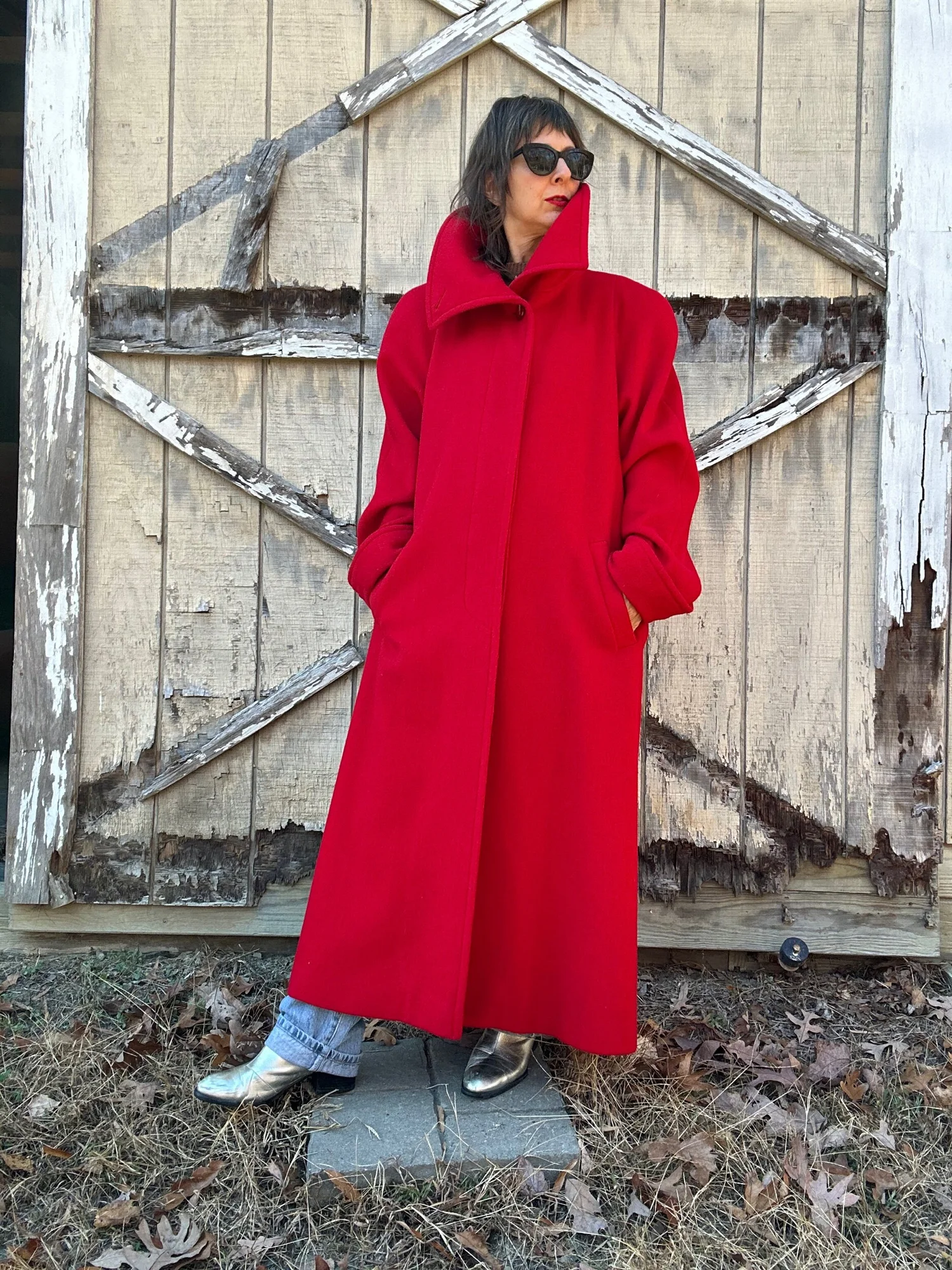 1980s Albert Nipon Red Wool Maxi Coat — Noble Vintage Clothier