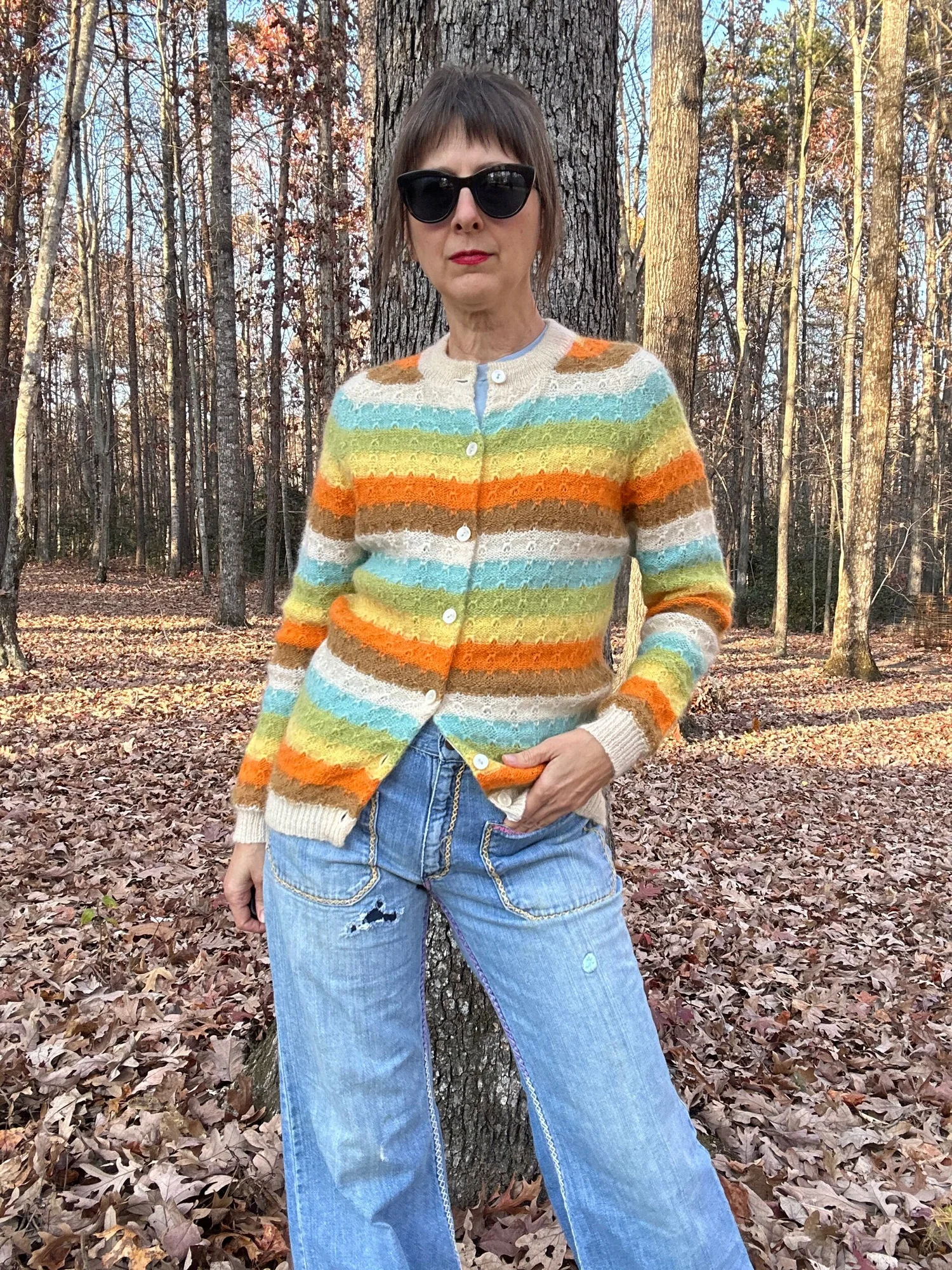 1960s Rainbow Striped Mohair Cardigan Joyce Sportswear — Noble 