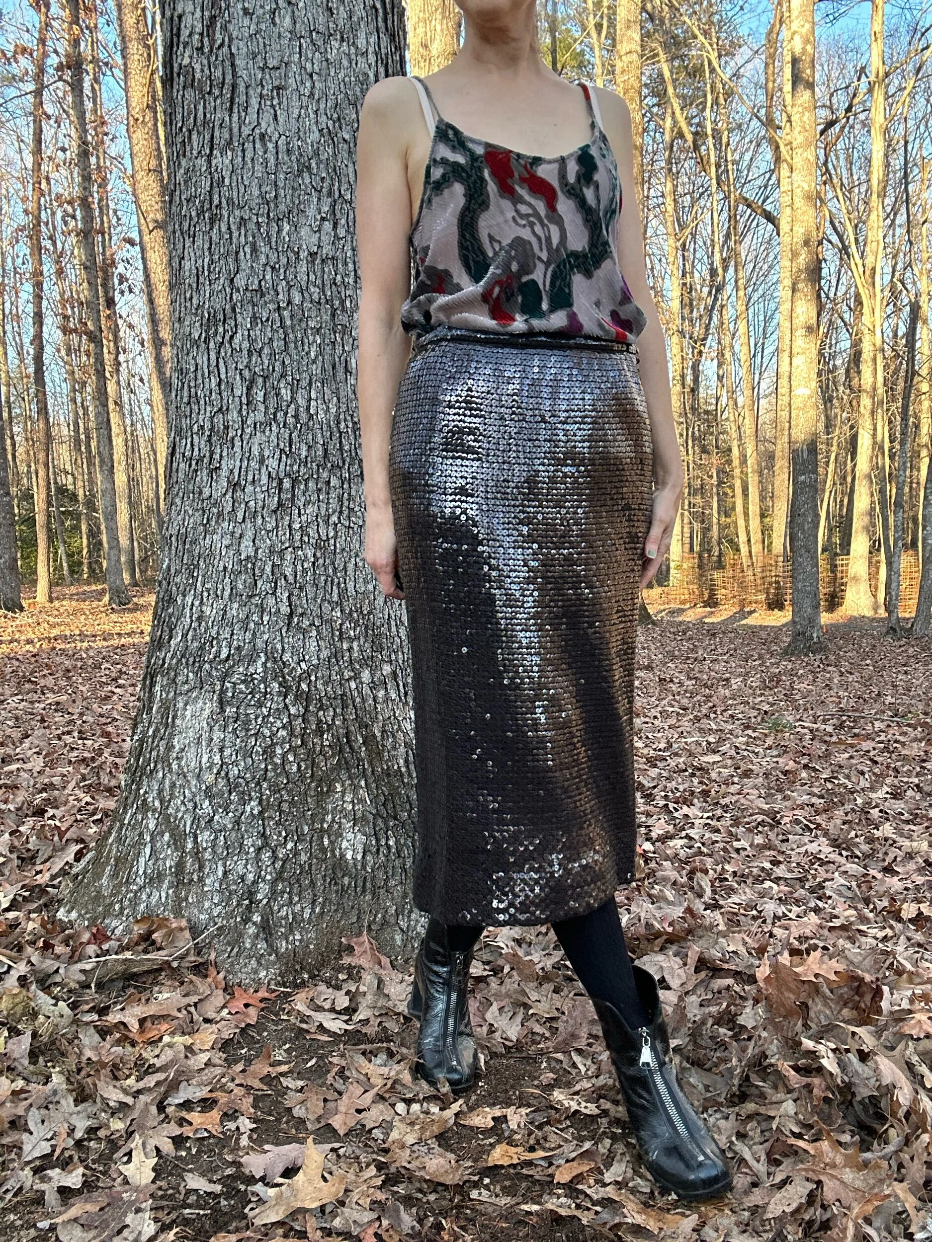 1980s Black Sequin Skirt