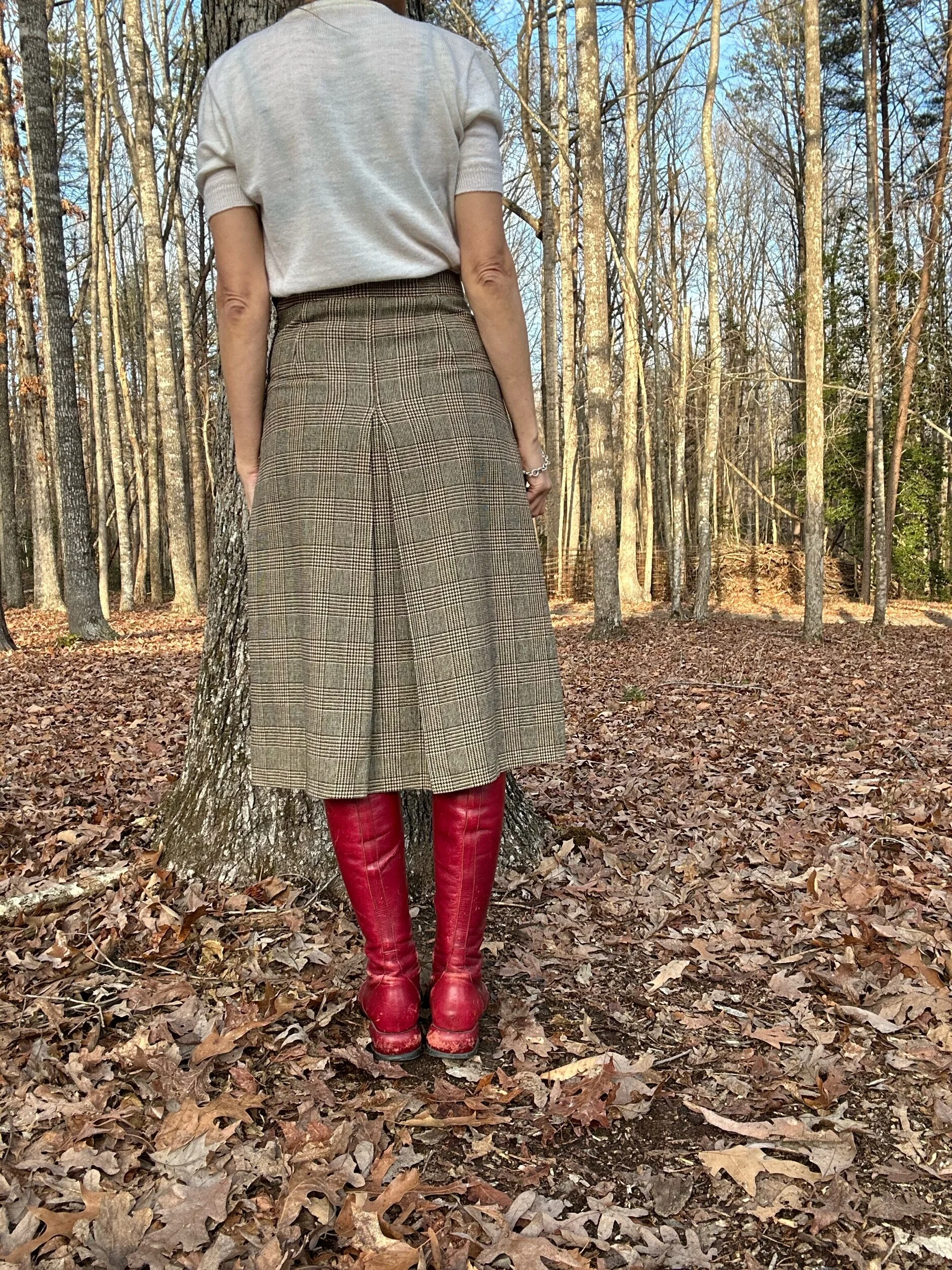 1940's Glen Plaid Wool Skirt