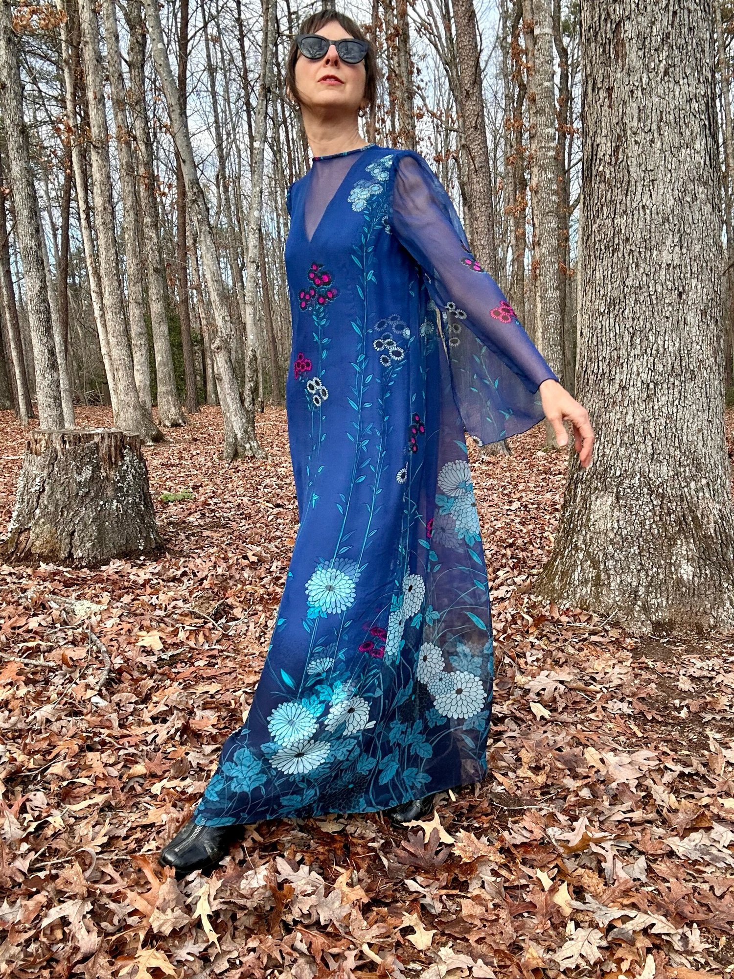 ☆HANAE MORI☆着用2回☆フォーマルドレス☆ 1970s Hanae Mori Silk Chiffon Maxi Dress — Noble Vintage Clothier