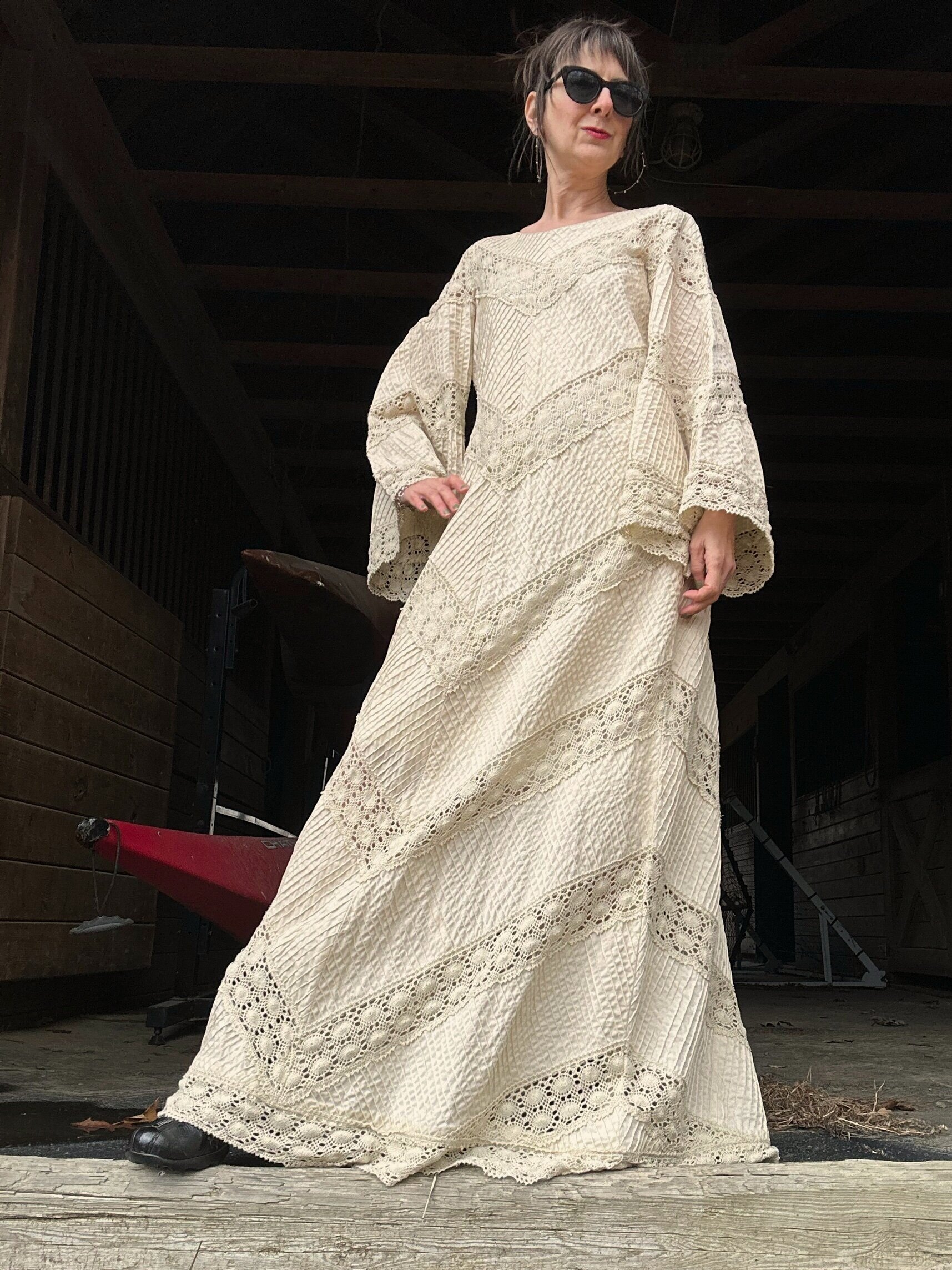 1970s Cotton Mexican Wedding Dress