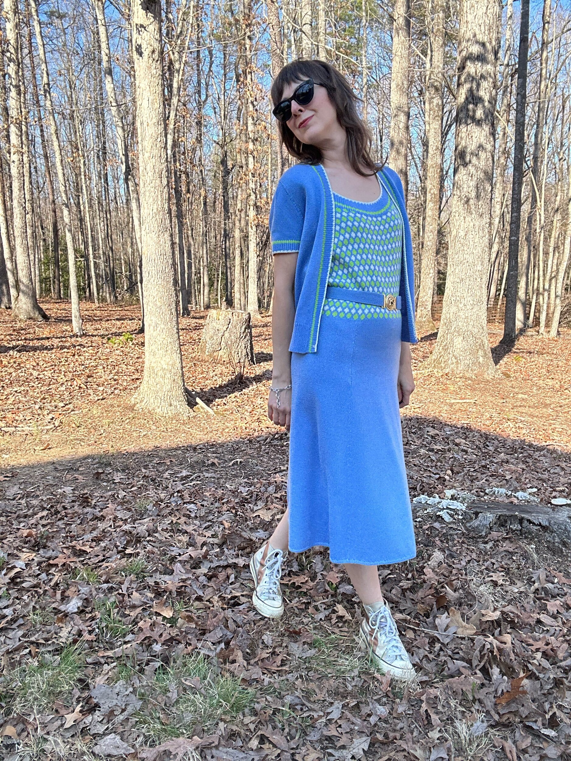 1970s St John Knits Dress with Cardigan