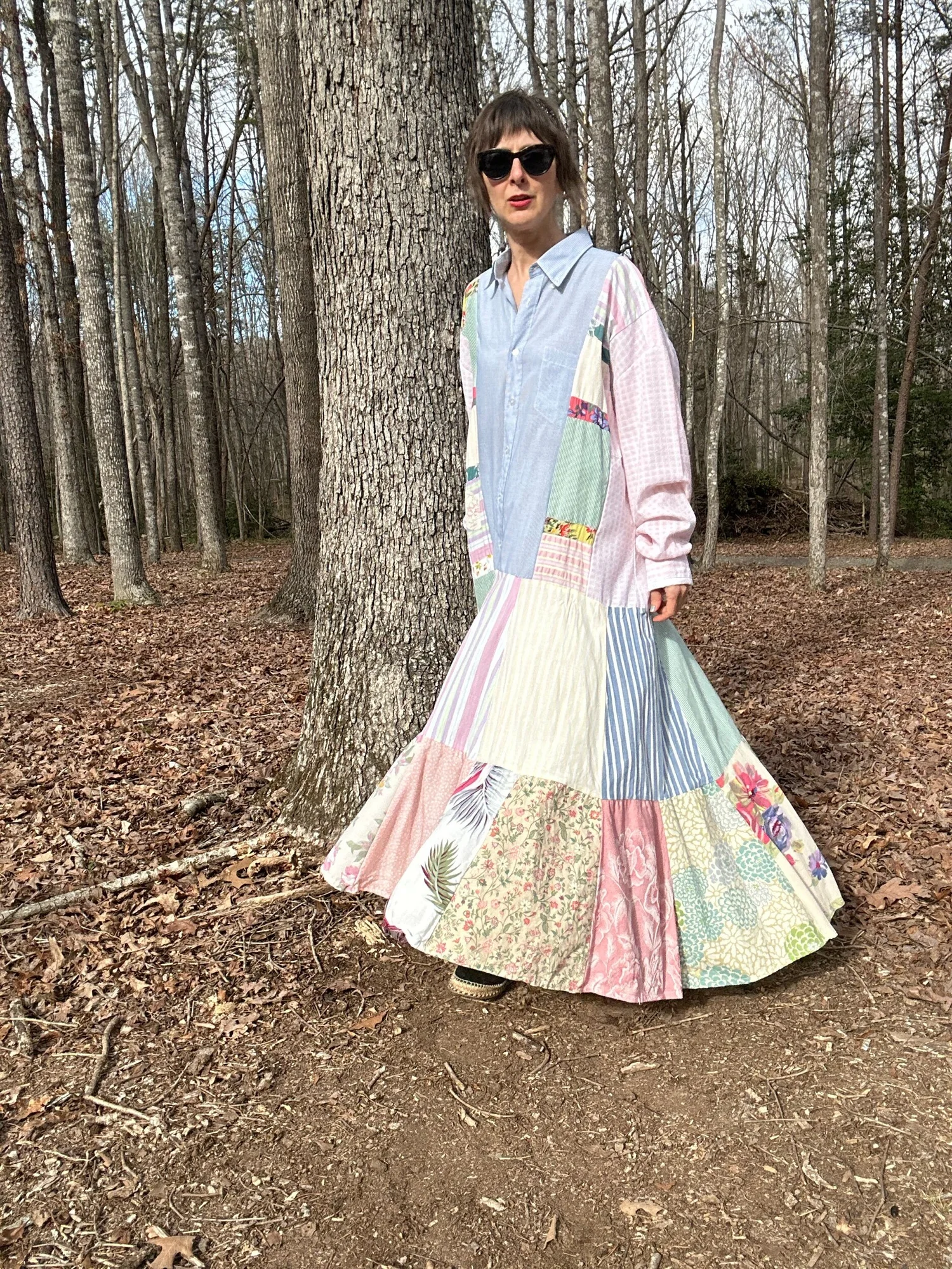 90s patchwork クレイジーキルト リバーシブル　story mfg 1990s Patchwork Shirtdress The Shirts Staley Gretzinger — Noble