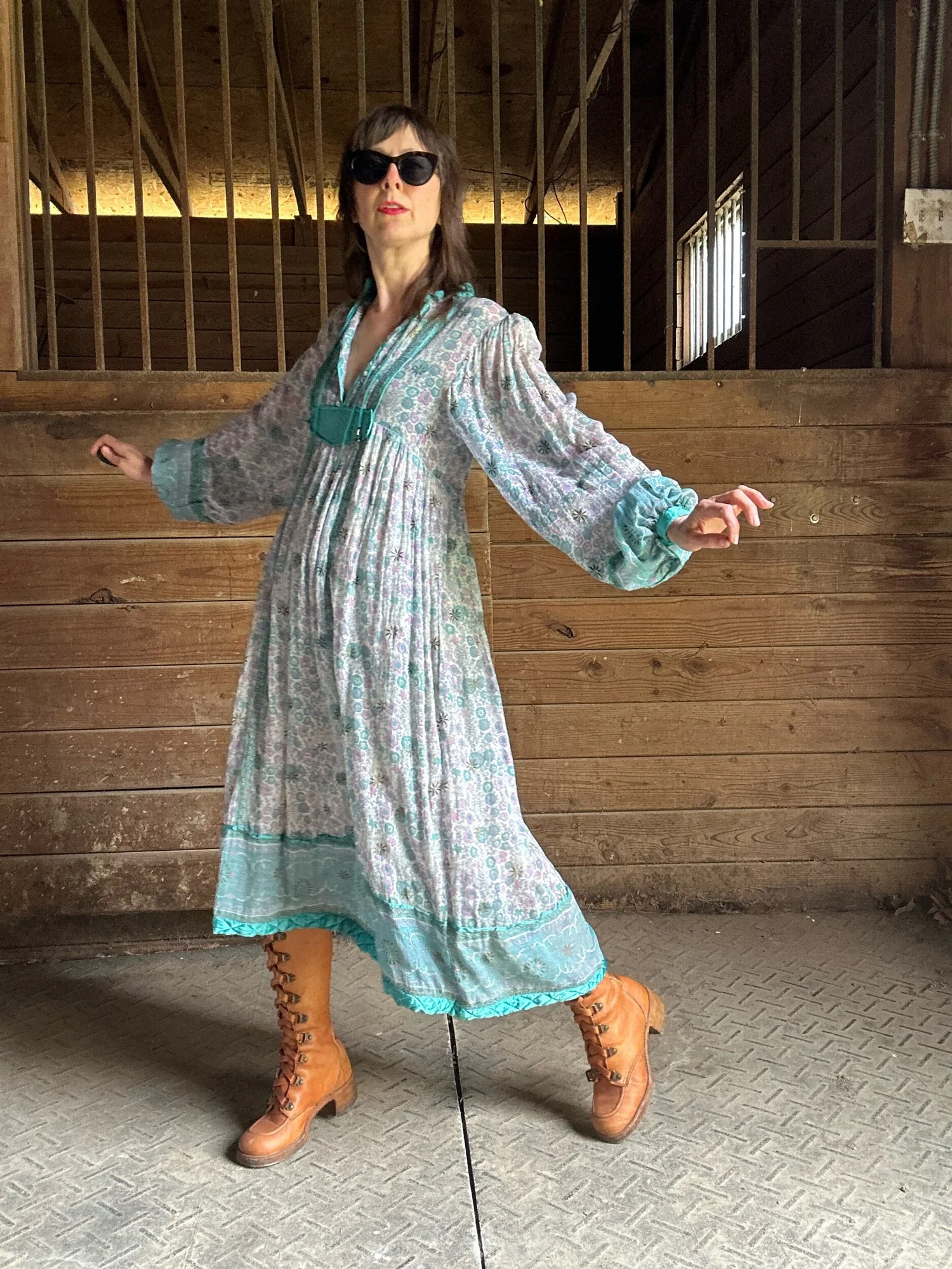 【70'S・Vintage】INDIAN COTTON LONG DRESS Indian Cotton Gauze Dress, 70s Vintage Dress, Cotton Gauze