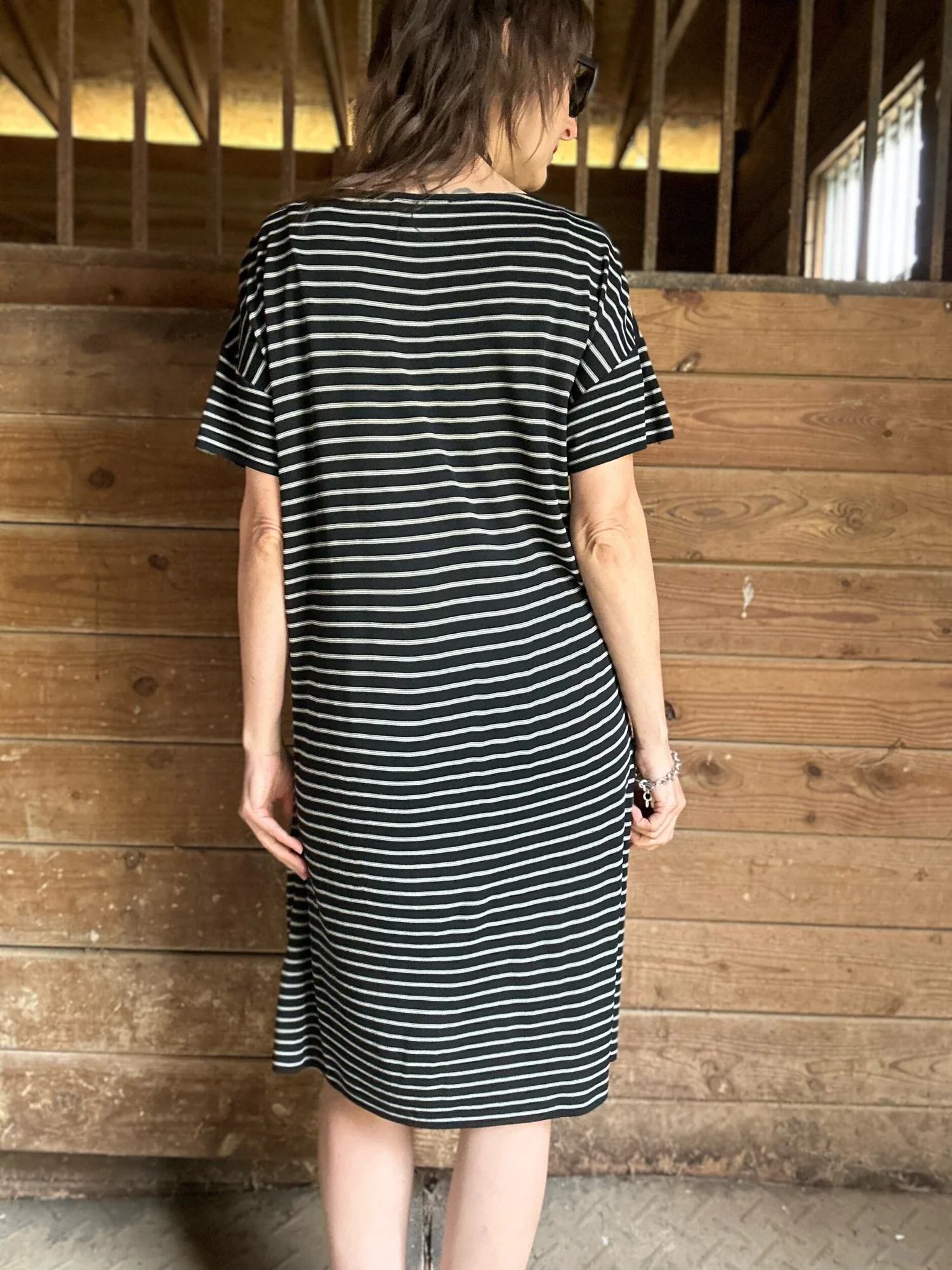1990s Karl Lagerfeld Striped Jersey Knit Dress  Noble Vintage Clothier