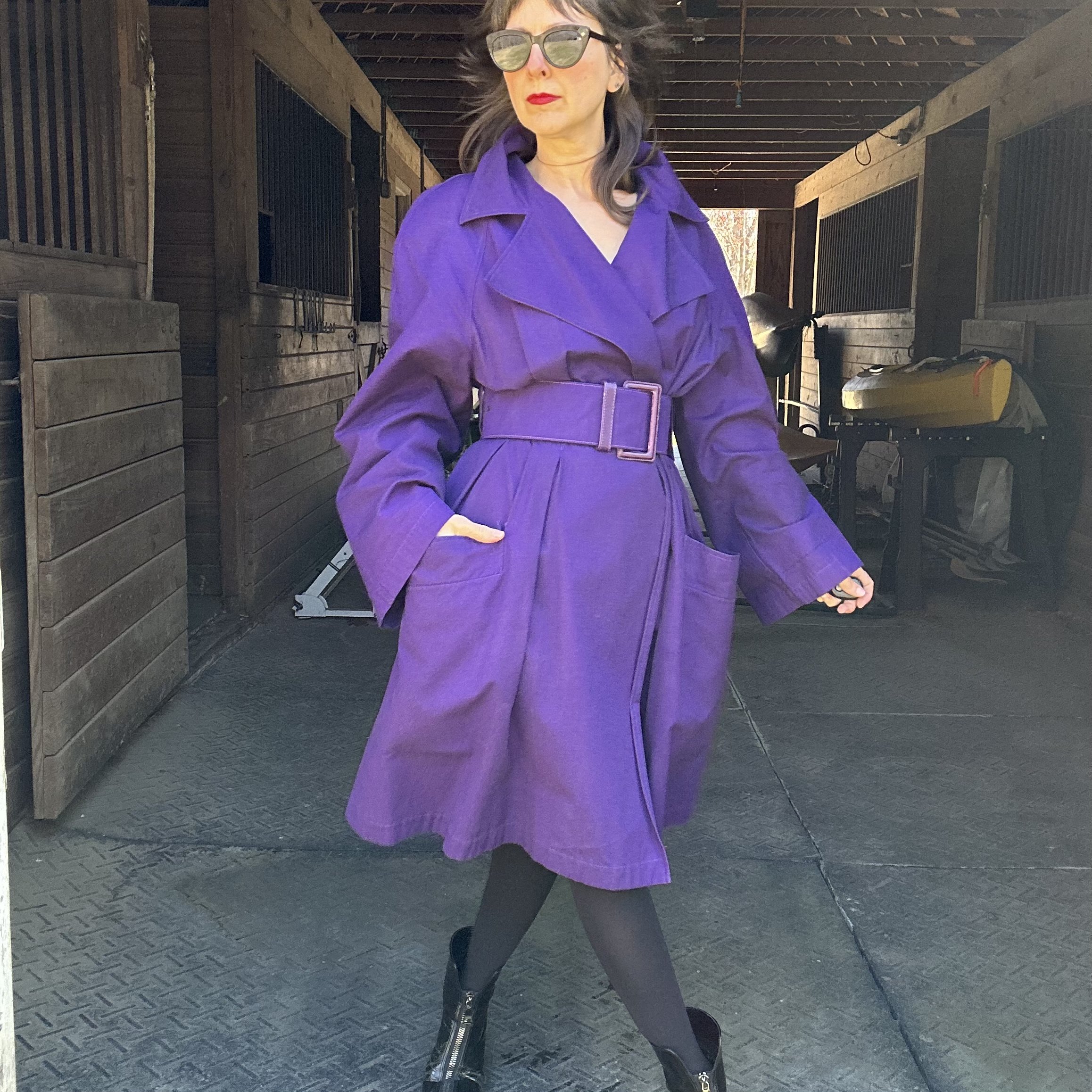1990s Christian Lacroix Purple Trenchcoat