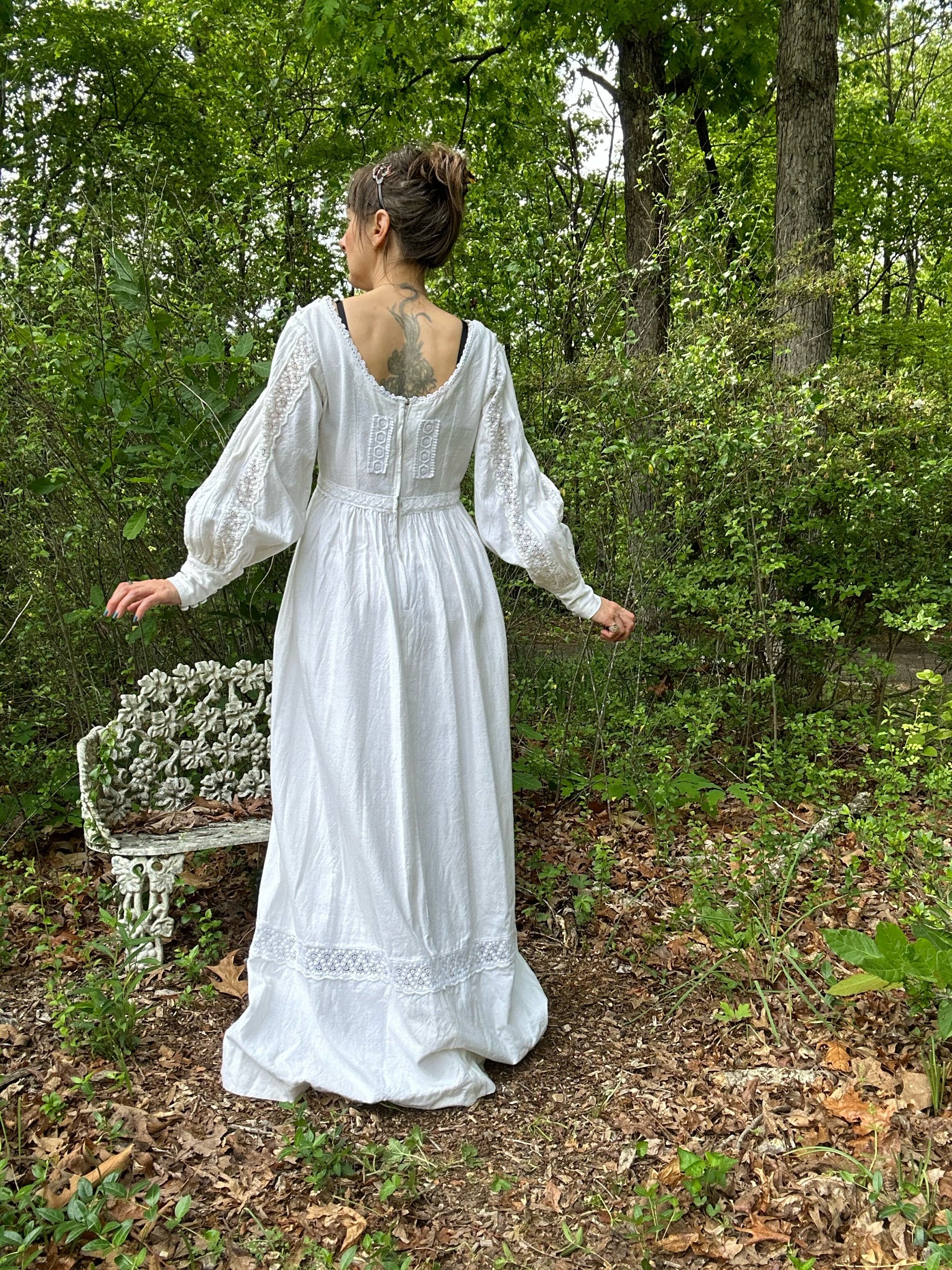 1970s Georgia Charuhas White Cotton Maxi