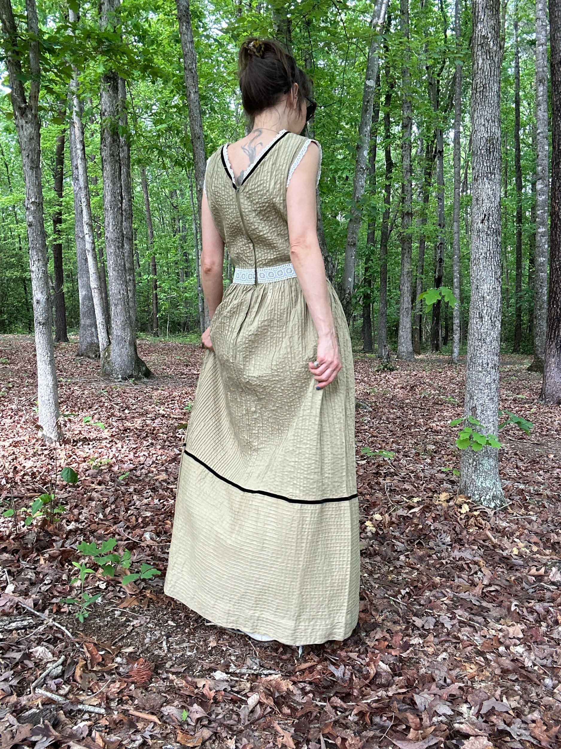 1970s Georgia Charuhas Cotton Pintuck Maxi