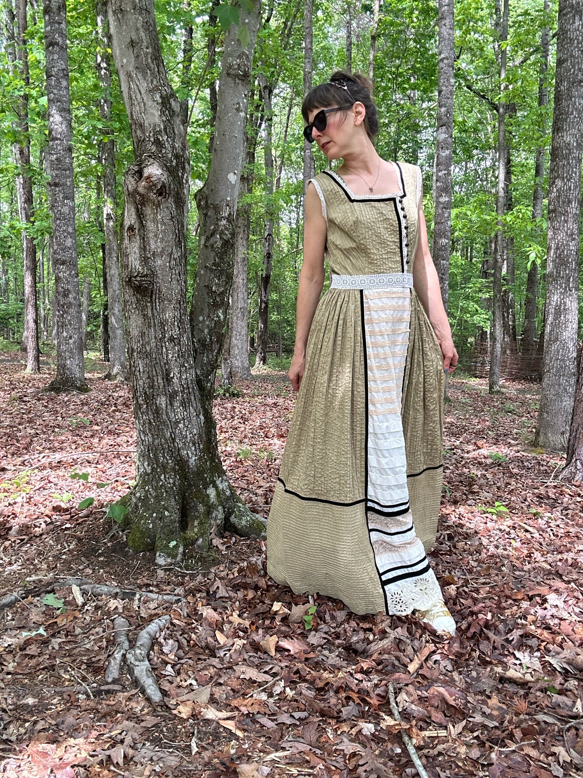 1970s Georgia Charuhas Cotton Pintuck Maxi