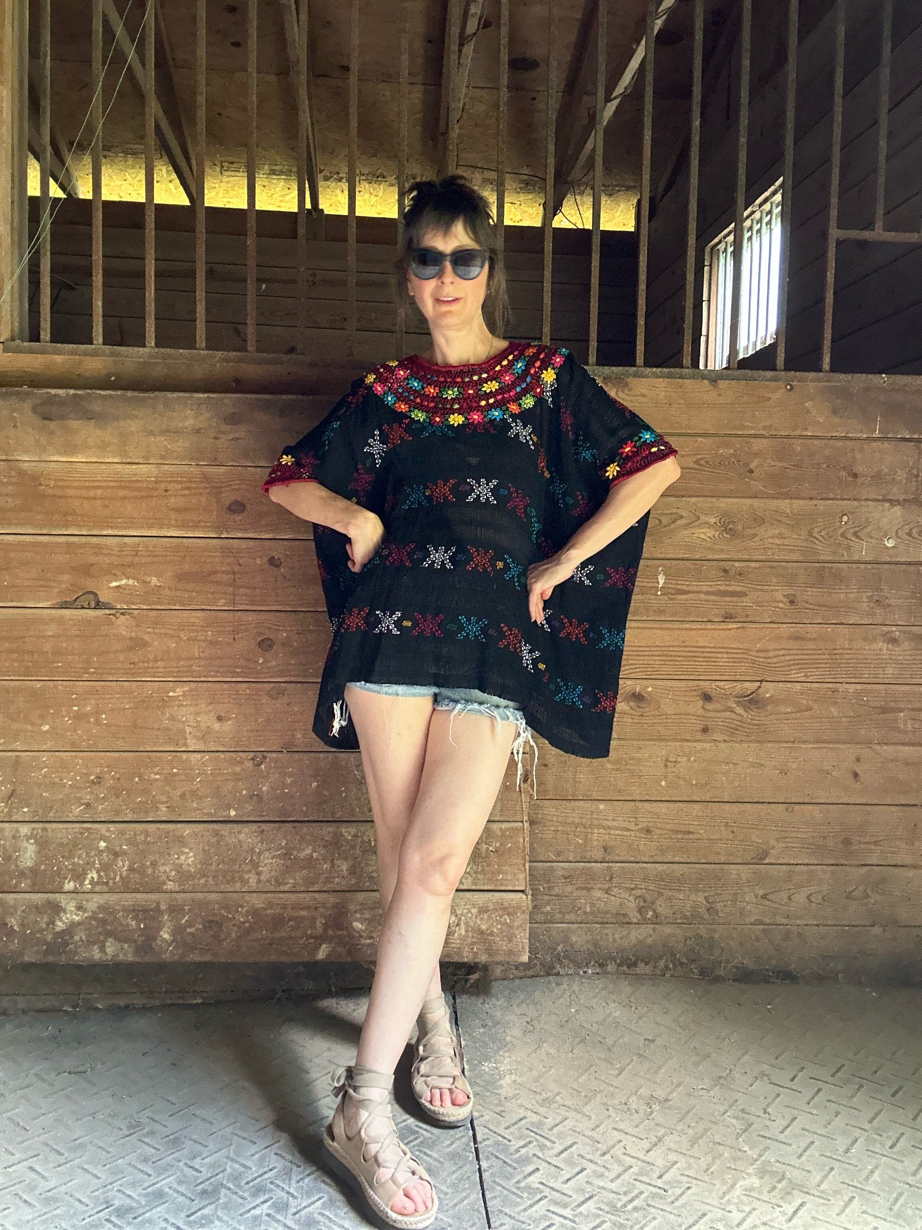 Vintage Huipil Top Rococo Embroidered Chiapas