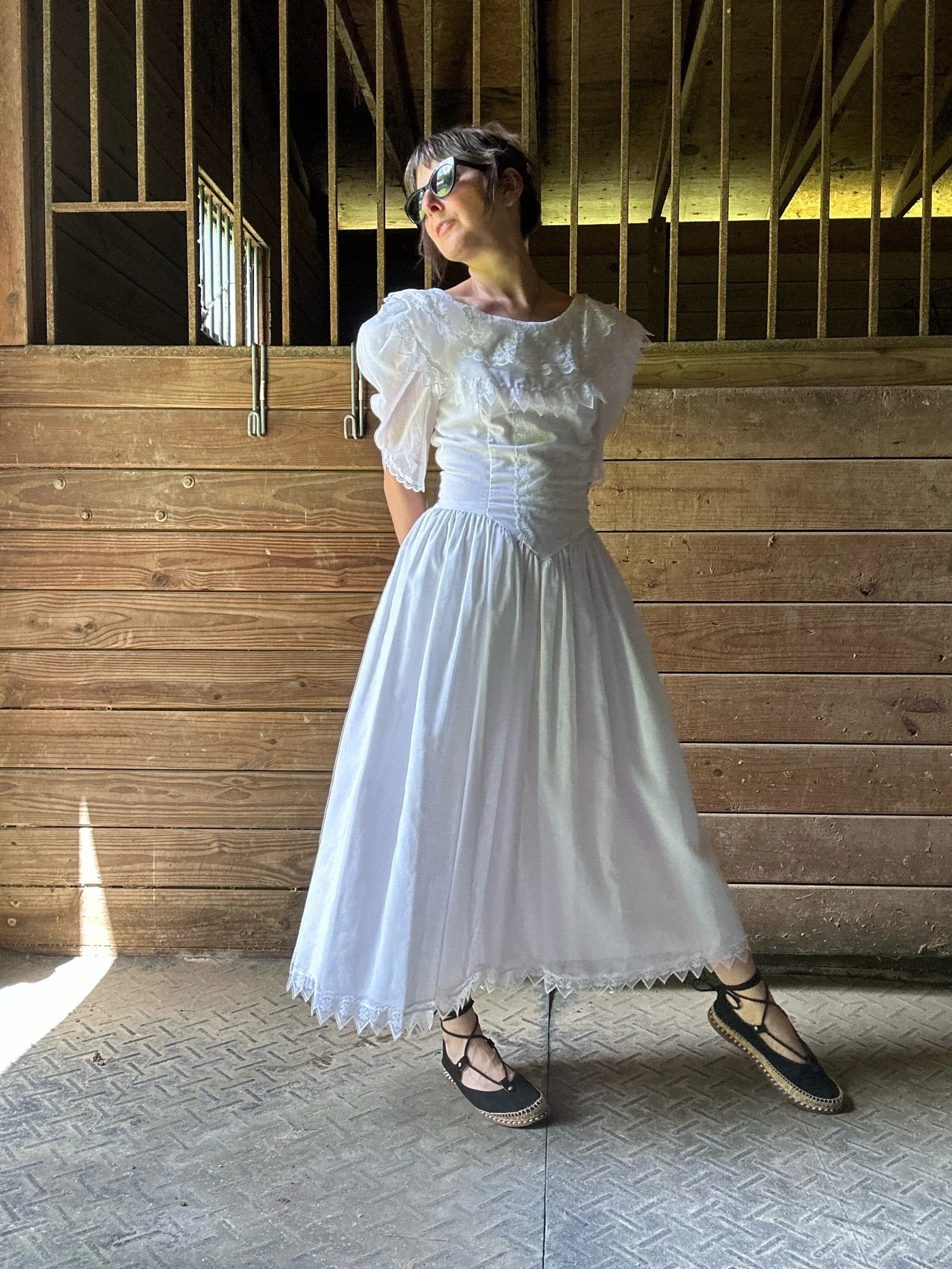 1990s Jessica Mclintock Gunne Sax White Dress — Noble Vintage Clothier