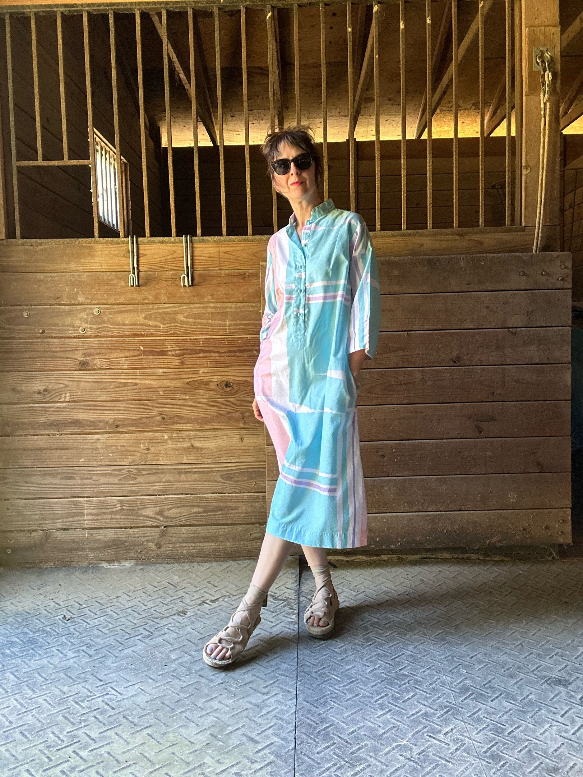 1980s Catherine Ogust Forever Dress Pastel Plaid