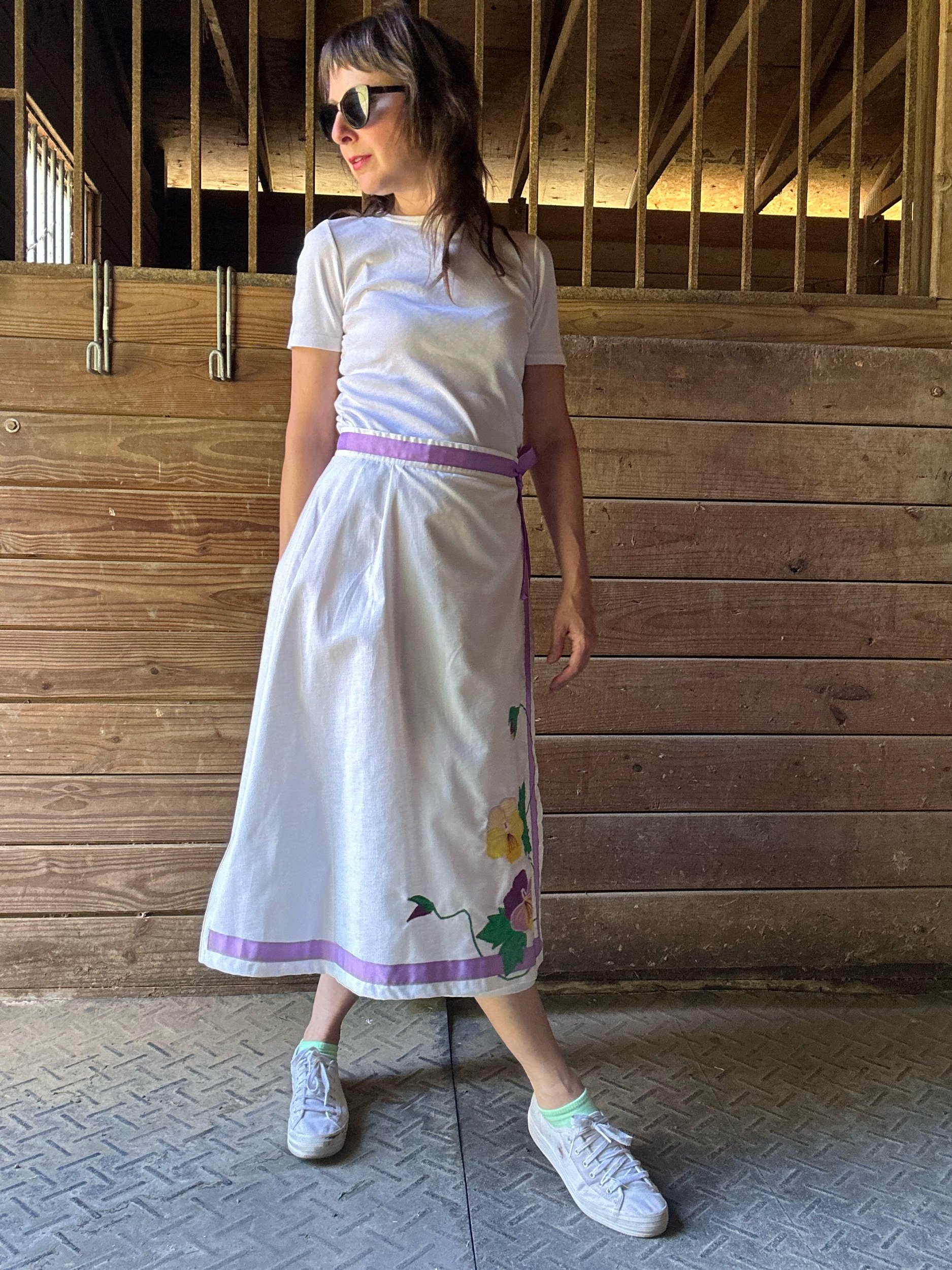 Deadstock 1970s Flower Applique Wrap Skirt The Frog Pond