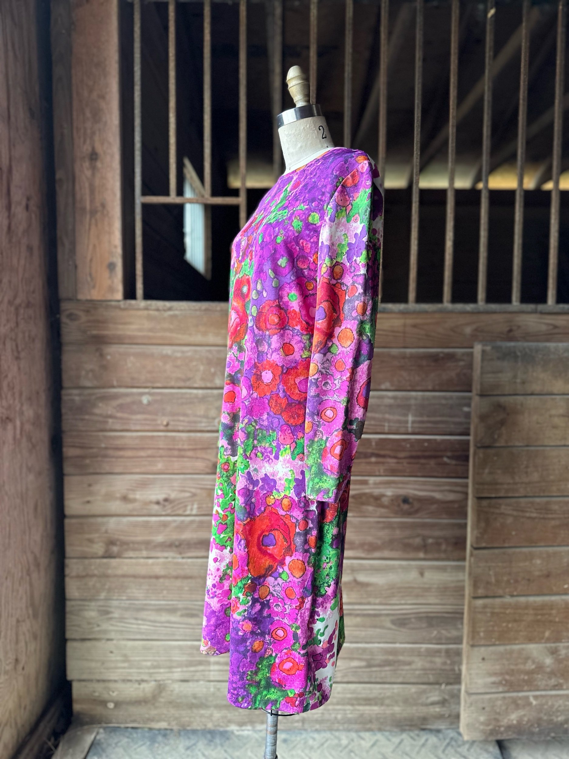 1970s Goldworm Floral Dress