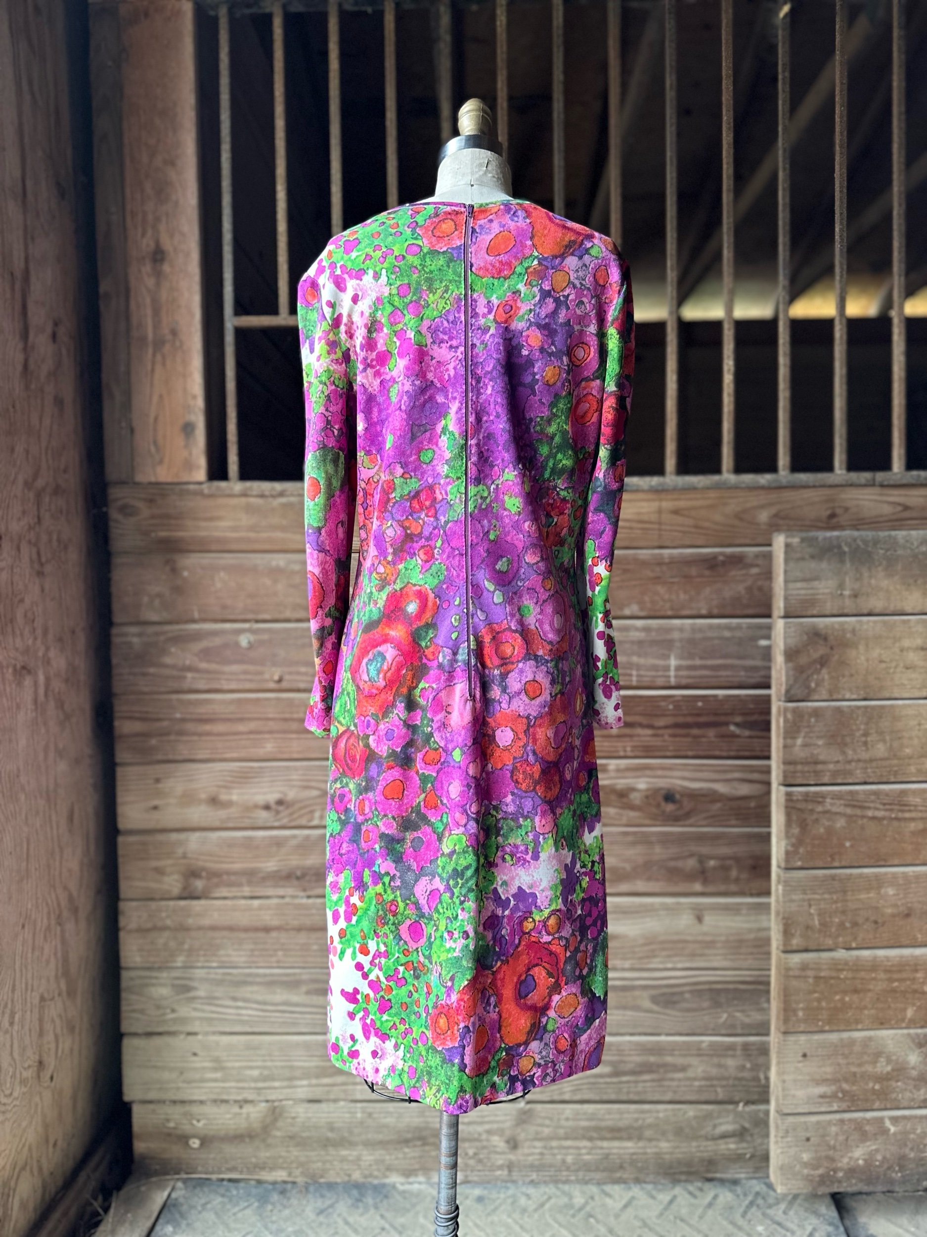 1970s Goldworm Floral Dress