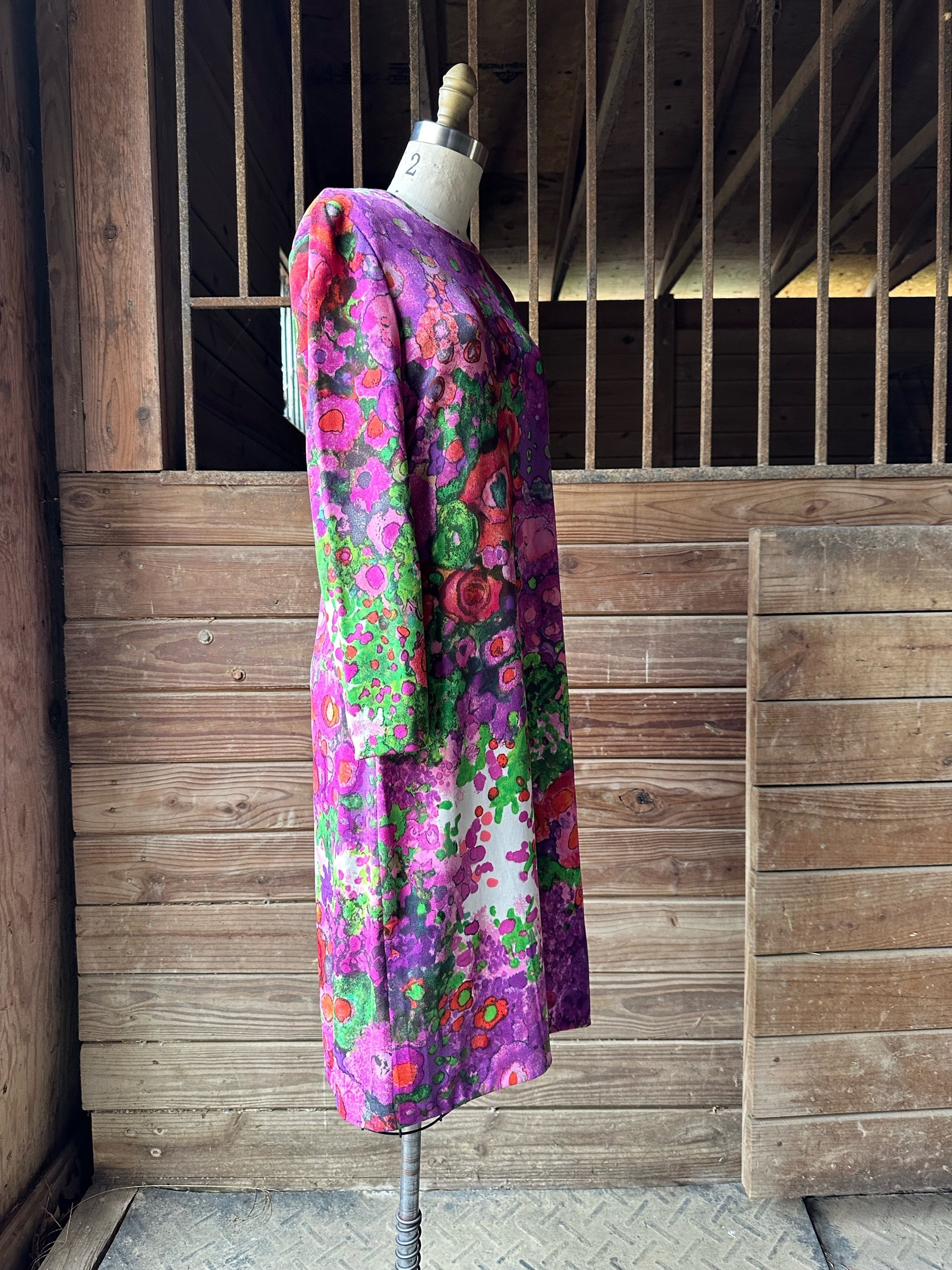1970s Goldworm Floral Dress