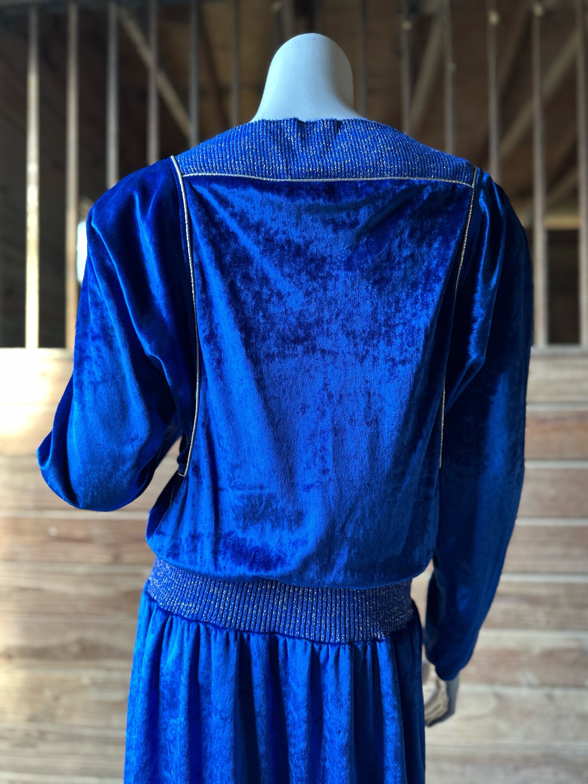 1980s Oscar De La Renta For Swirl Velour Dress