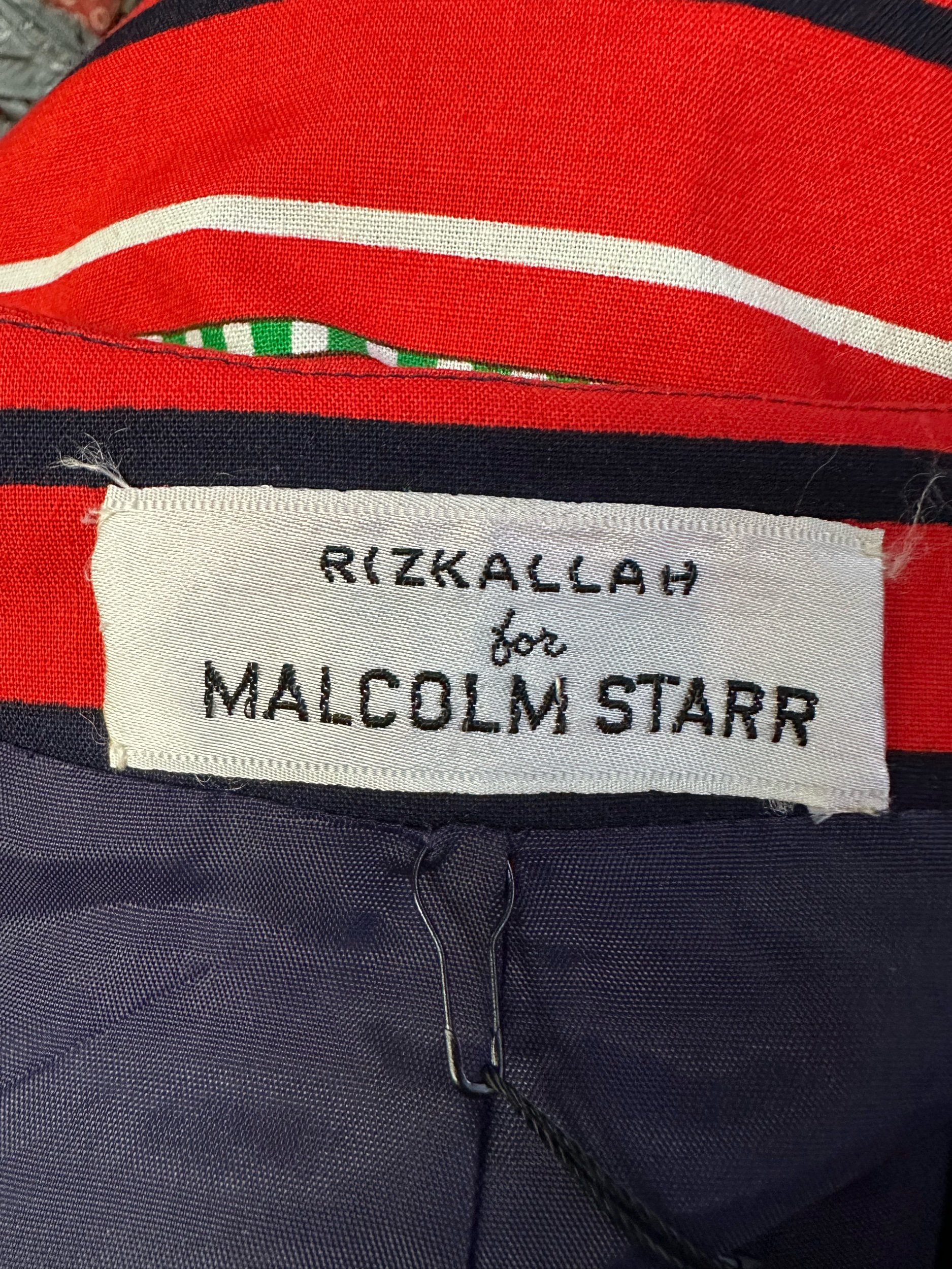 1970s Rizkallah for Malcolm Starr Printed Jacket and Skirt Set