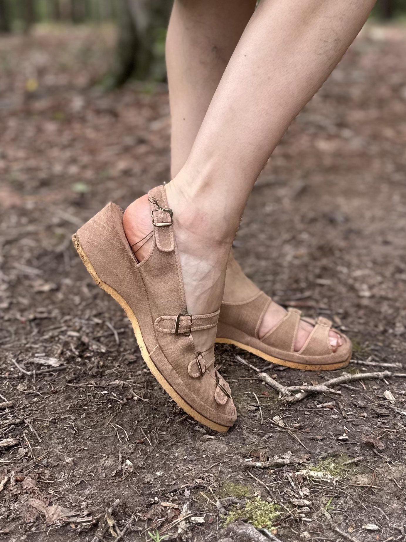 1950s Strappy Wedge Sandals