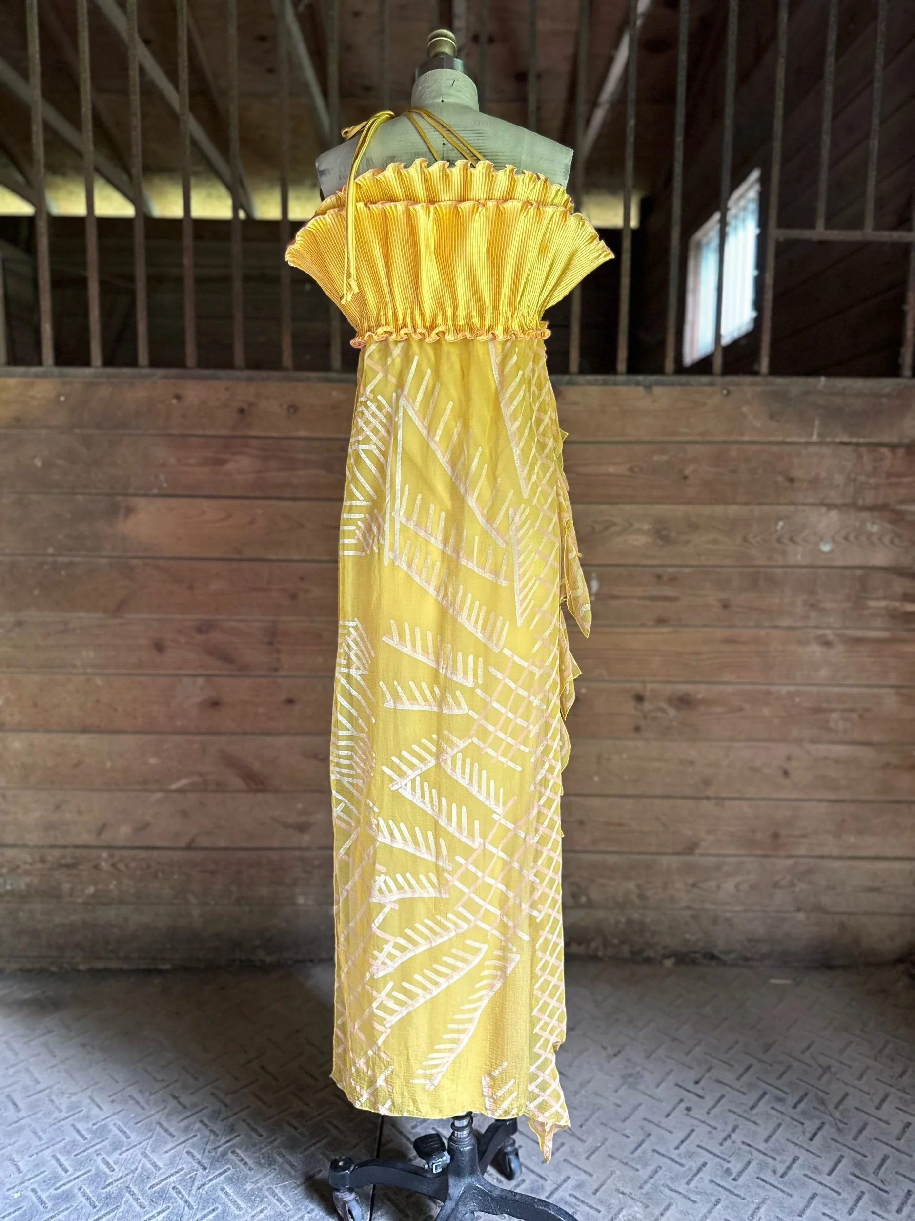 SS 76 Zandra Rhodes Cactus Cowboy Collection Silk Chiffon and Jersey Dress