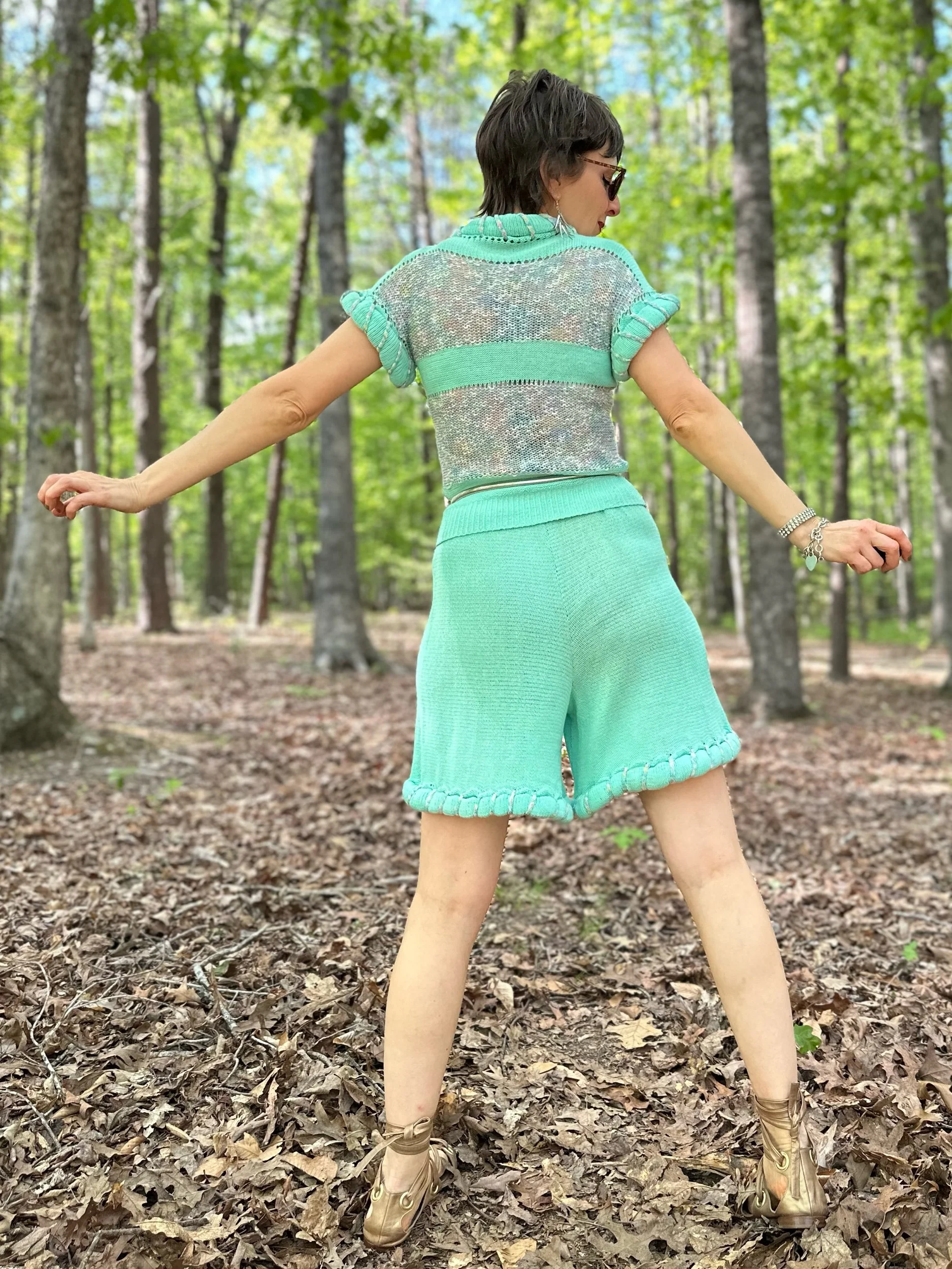 1980s Friponne Paris Knit Shorts Set