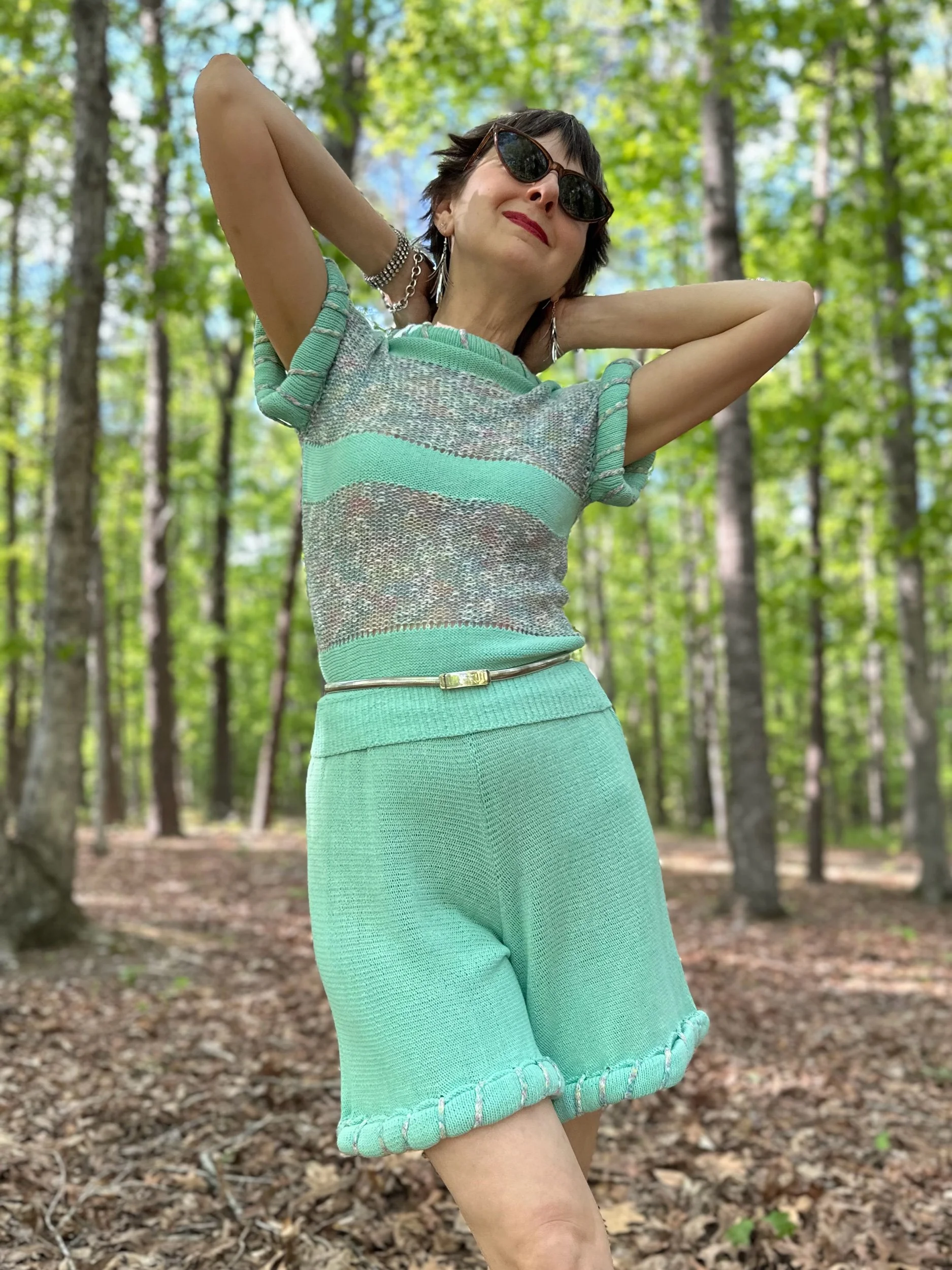 1980s Friponne Paris Knit Shorts Set
