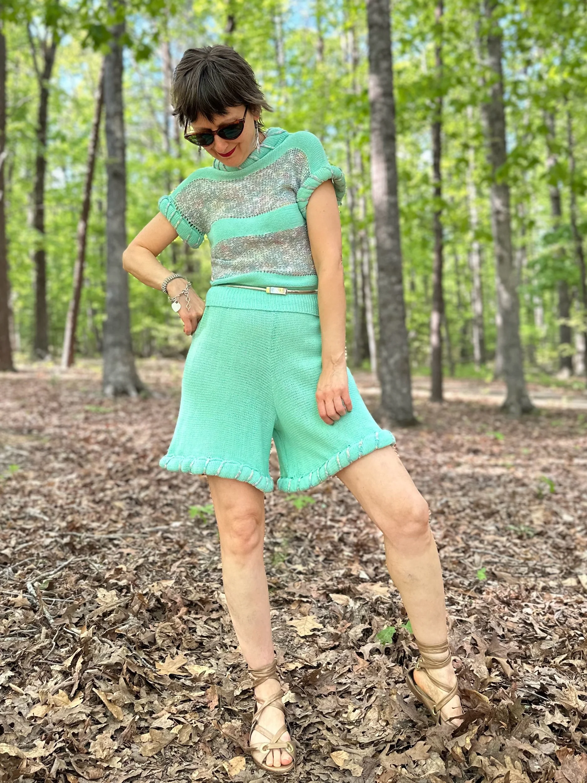 1980s Friponne Paris Knit Shorts Set
