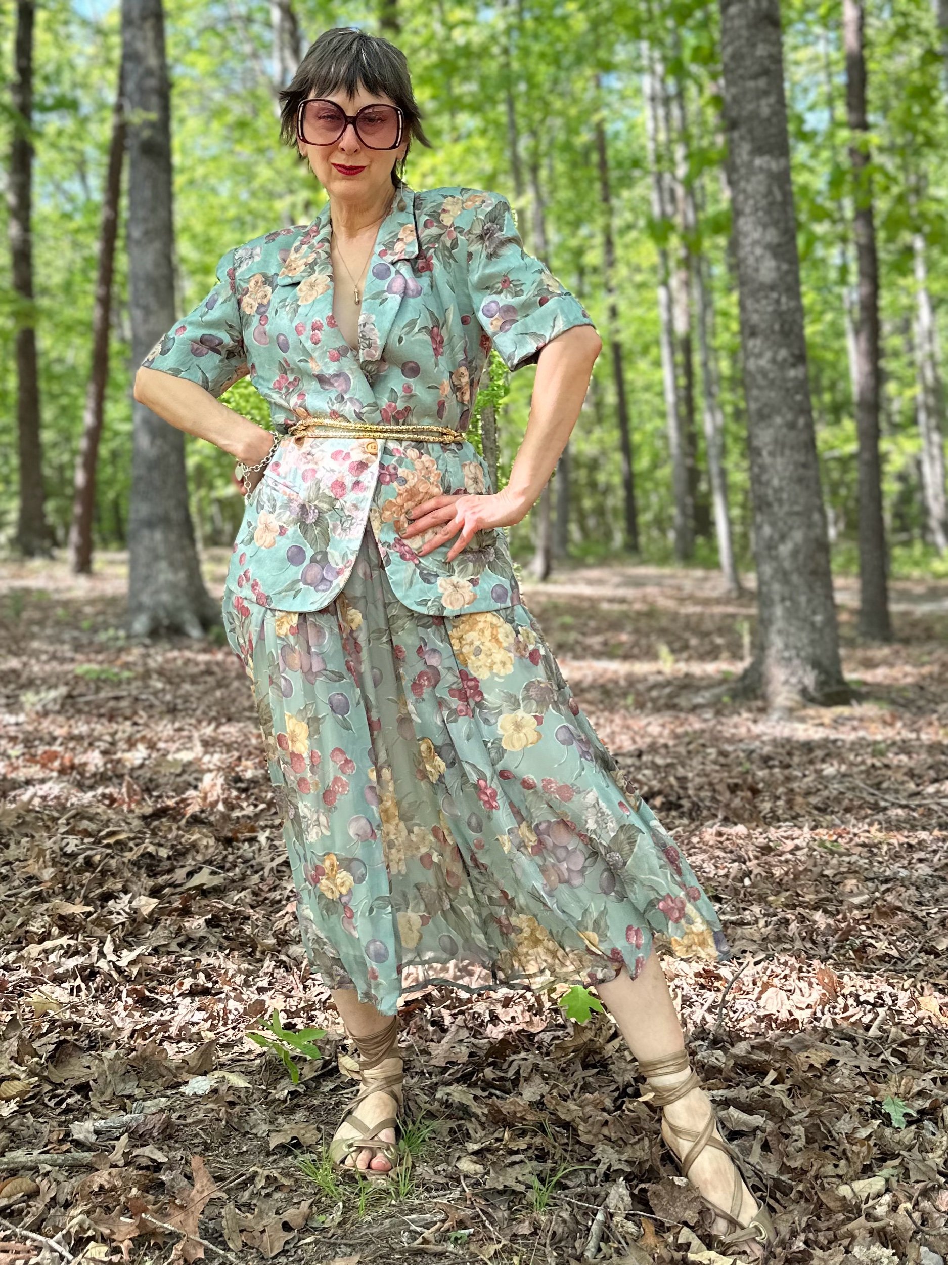 90s Loewe Printed Floral Silk Chiffon Skirt