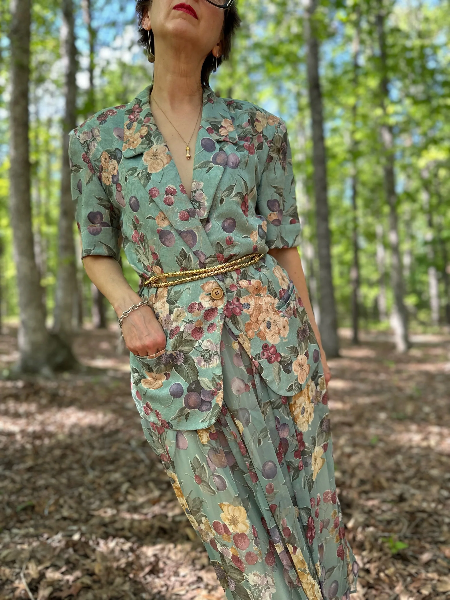 90s Loewe Floral Print Linen Cotton Blazer