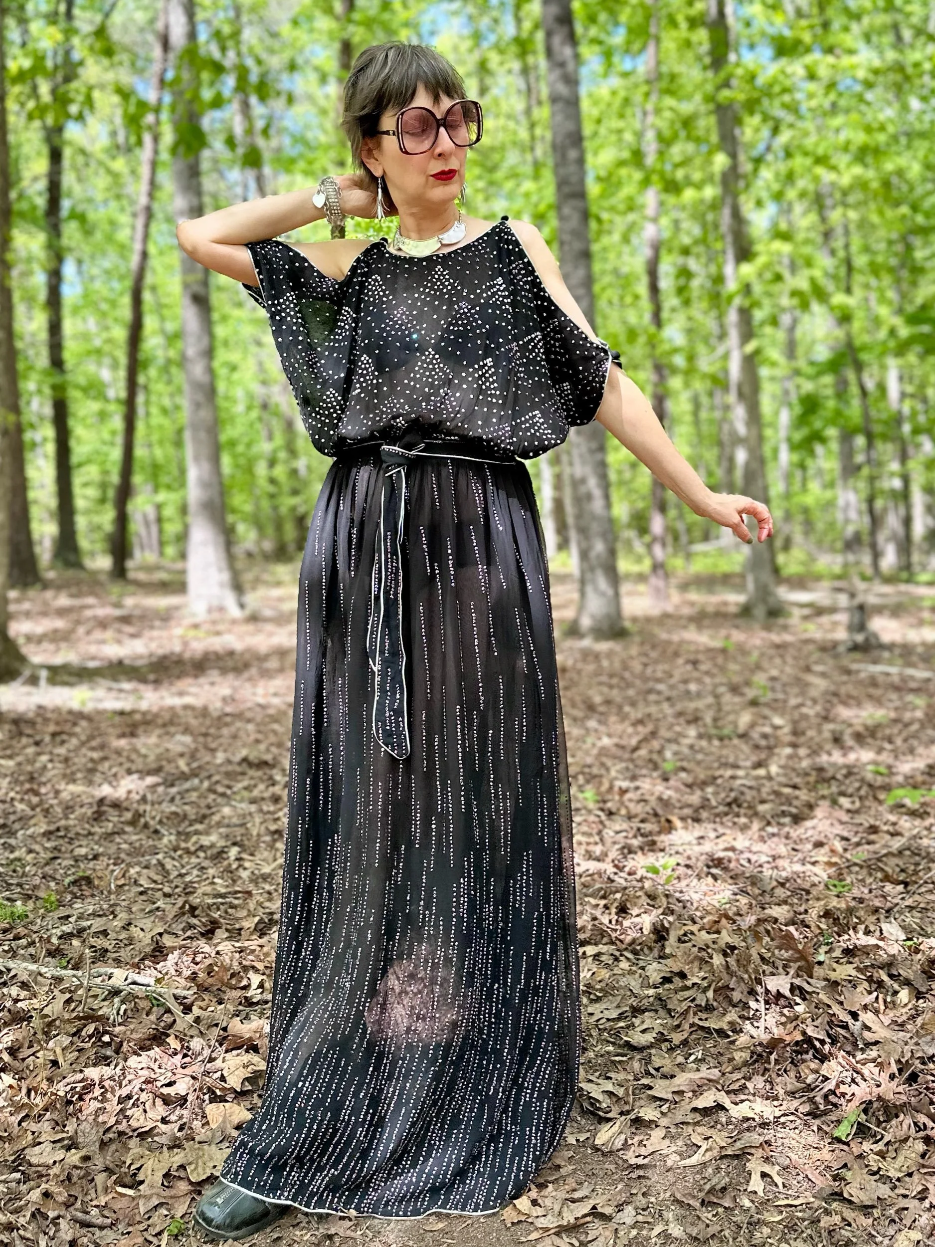 70s Janice Wainwright at Forty Seven Poland Street Glitter Maxi