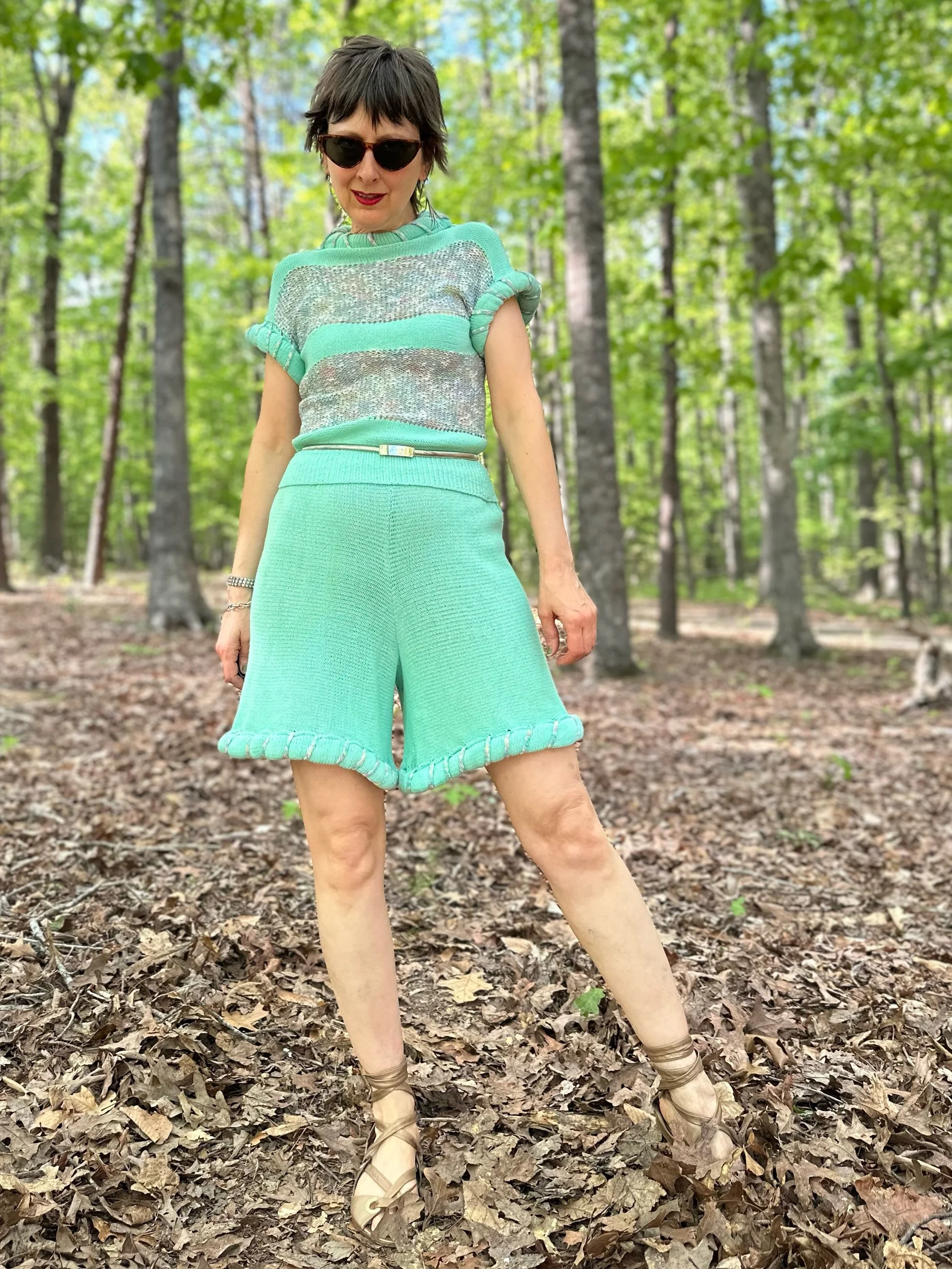 1980s Friponne Paris Knit Shorts Set