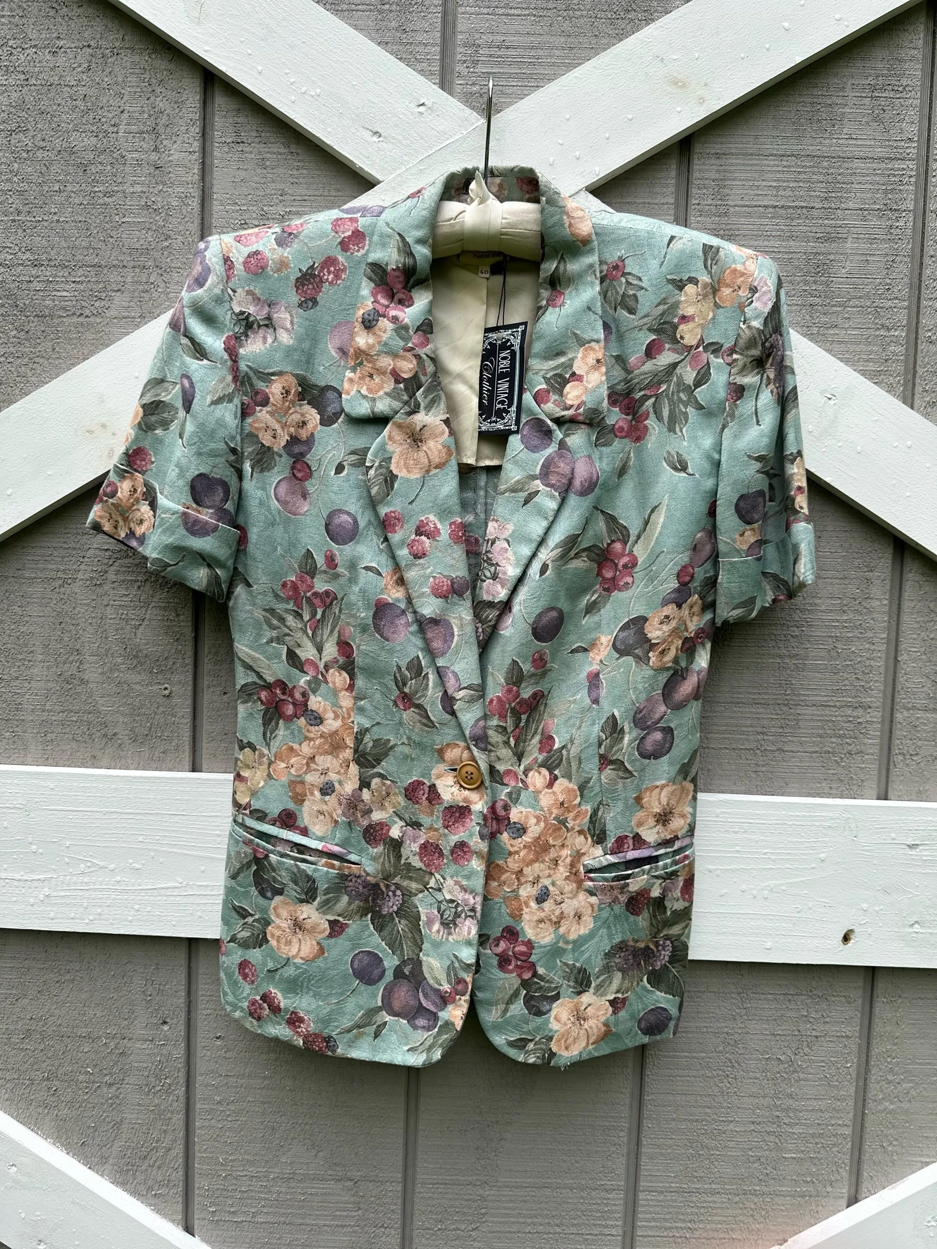 90s Loewe Floral Print Linen Cotton Blazer