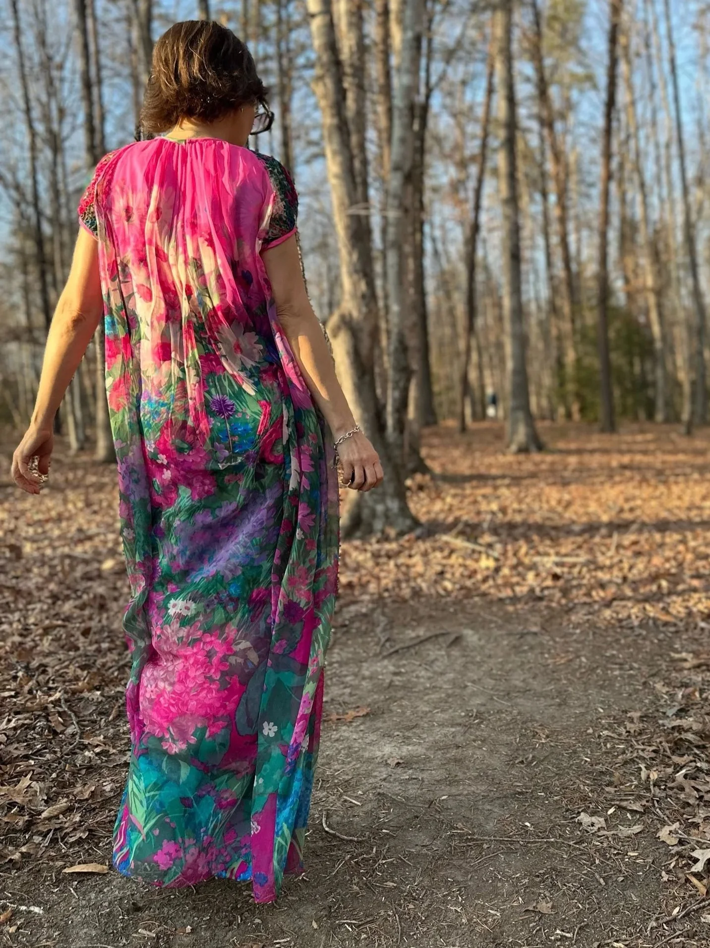 70s Hanae Mori Floral Silk Chiffon Dress