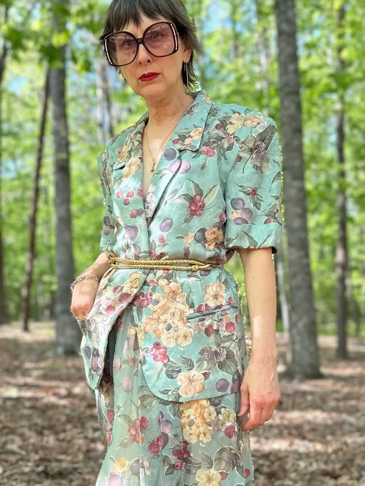 90s Loewe Floral Print Linen Cotton Blazer