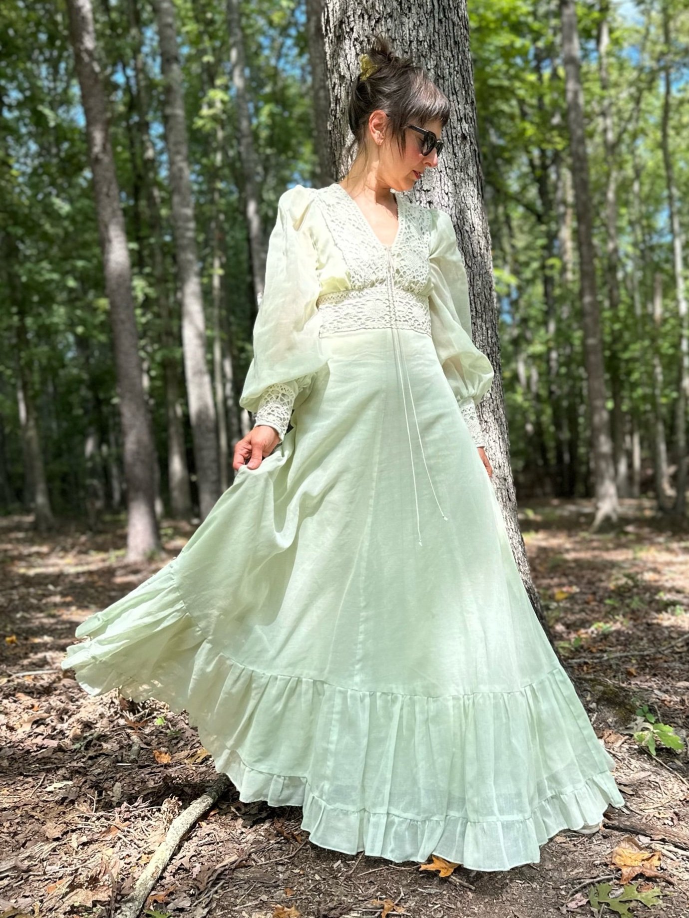 slim fit dress slacks 1970s Gunne Sax Halter Maxi Dress XXS