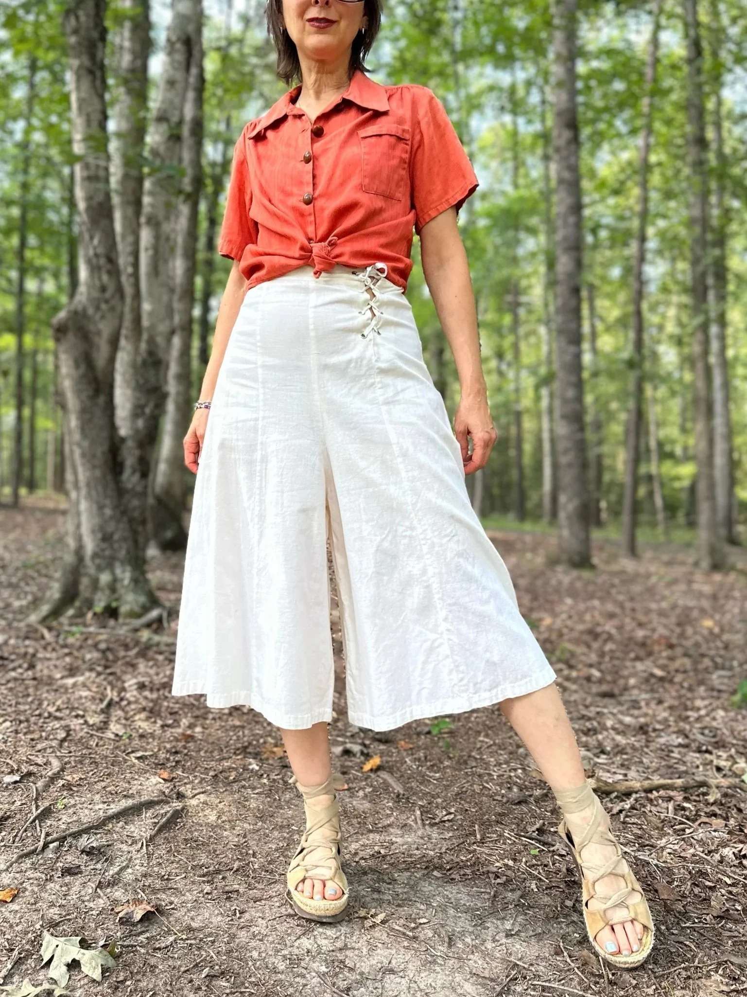 1940s Orange Cotton Herringbone Shacket