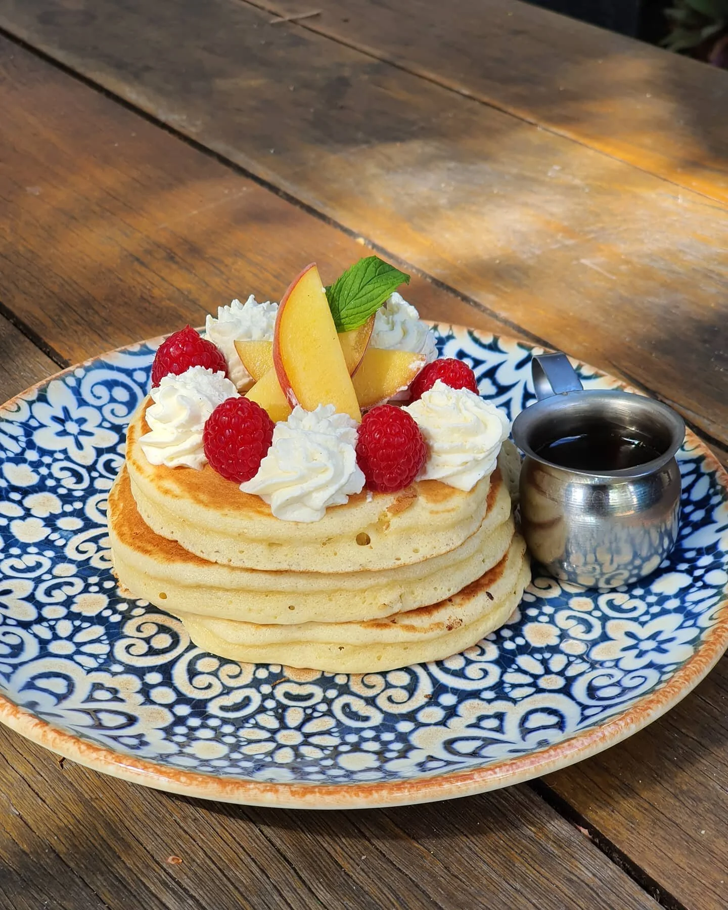 New seasonal menu out today! 
Come taste  our new buttermilk pancakes with fresh peaches, raspberries, vanilla whipped cream and Canadian maple syrup. 
.
.
.
.
.
#gillstcafe #breakfast #pancakes #mosmanpark #perth #perthbreakfast #perthisok #urbanlistperth