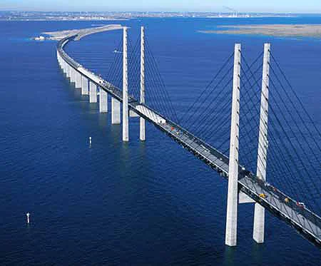 Oresund Bridge between Denmark and Sweden, engineered by Alfonso Lacruz at Dragados