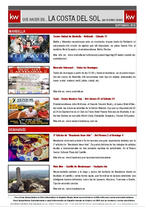 Septiembre 2016 - Que hacer en ... Marbella, Estepona, Benahavís y Málaga