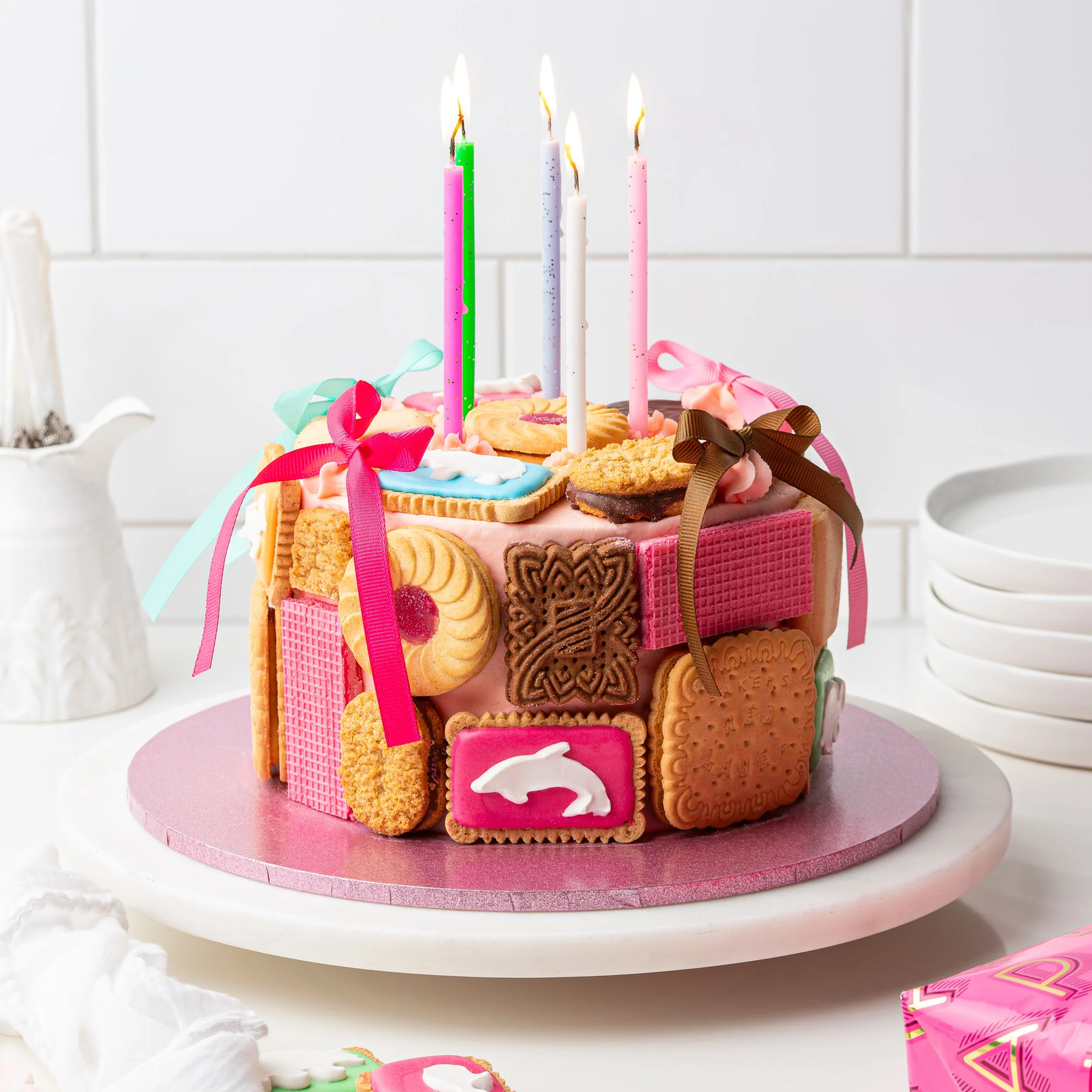 Vanilla Biscuit Covered Cake