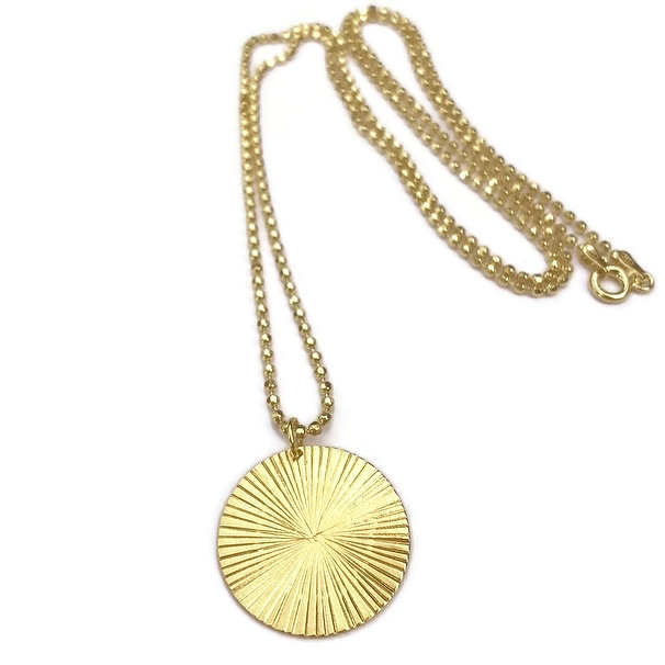 RAW Copenhagen Sun Ray Necklace, handmade pendant made from gold plated sterling silver.jpg