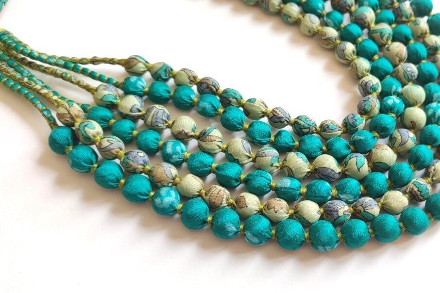Multi-Layered Beaded Necklace in Blue 