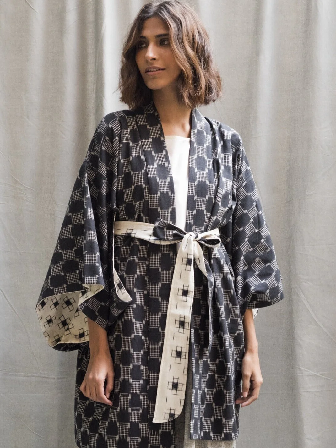 Cotton kimono style dressing gown shops - Official Online Store