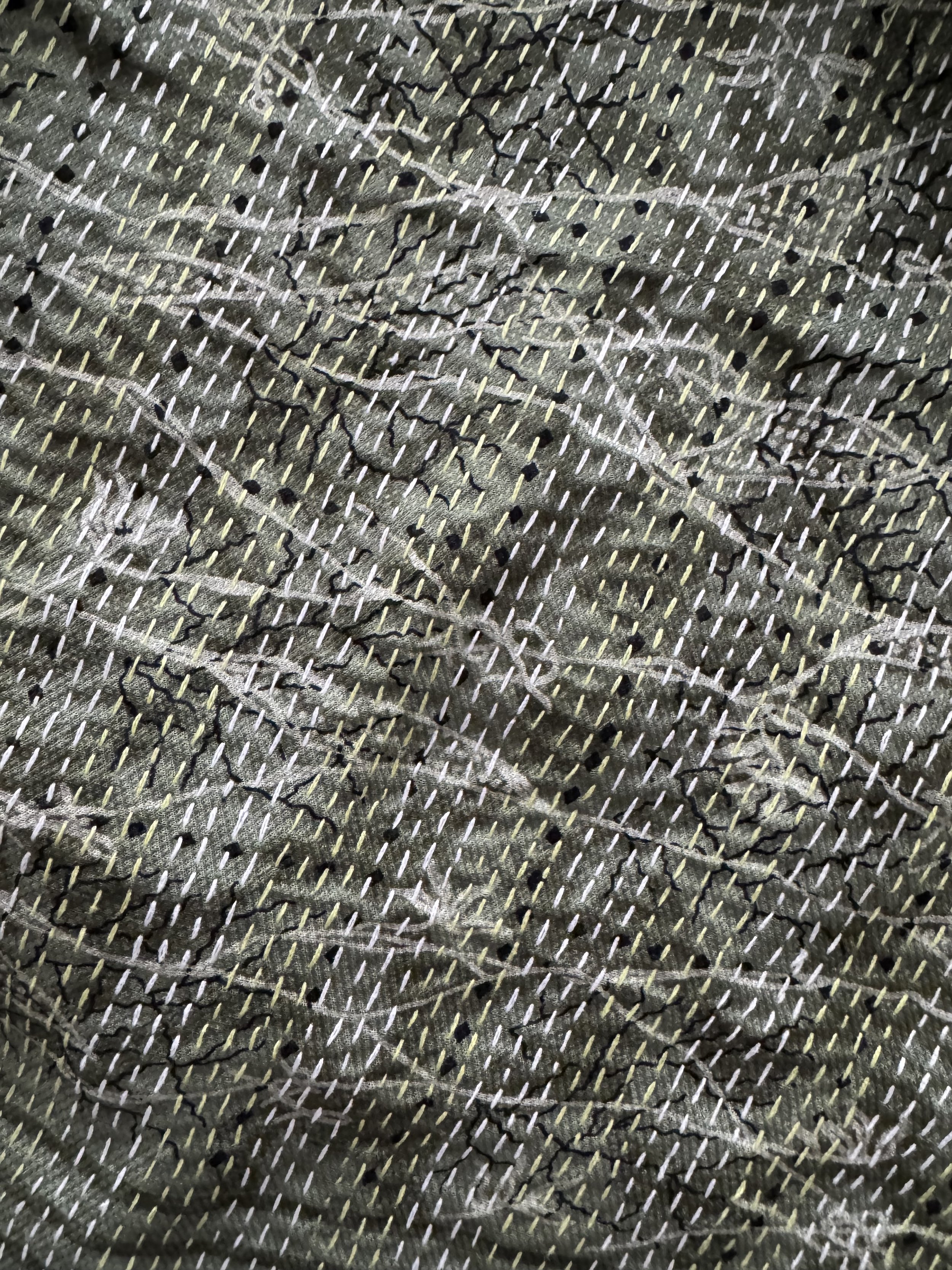 Kantha stitch detail hand embroidered on upcycled sari silk fabric