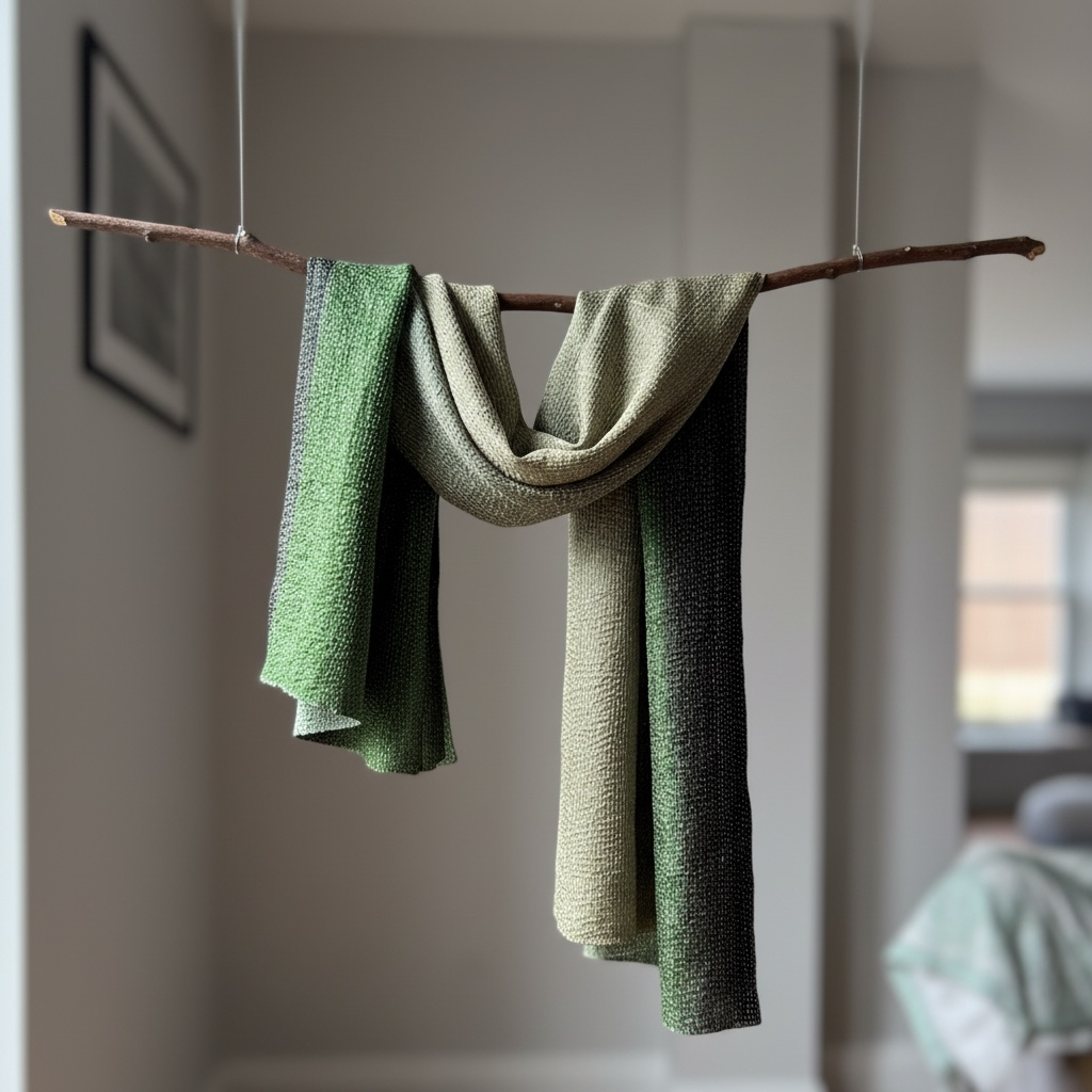 Long Dark Green Silk Scarf For Women- Emerald Green/Olive